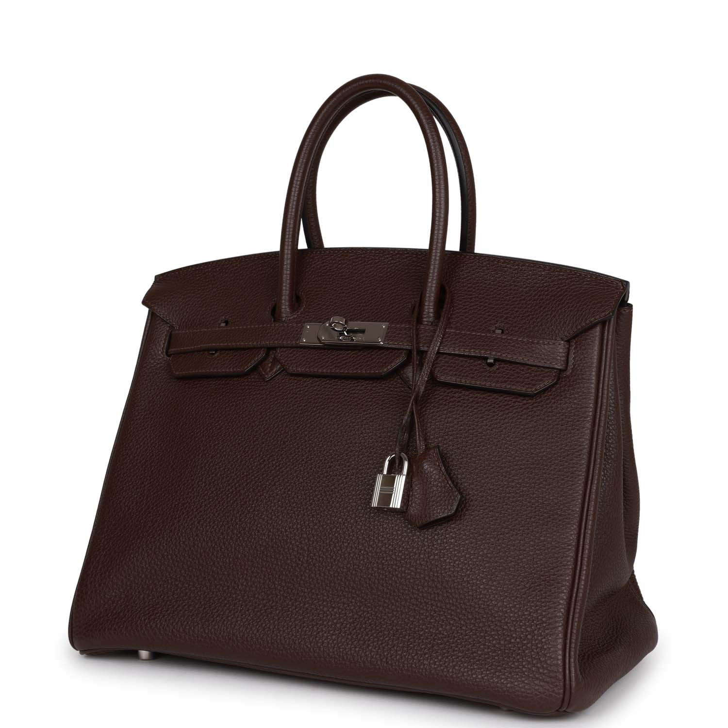 Pre-owned Hermes Birkin 35 Chocolate Togo Palladium Hardware