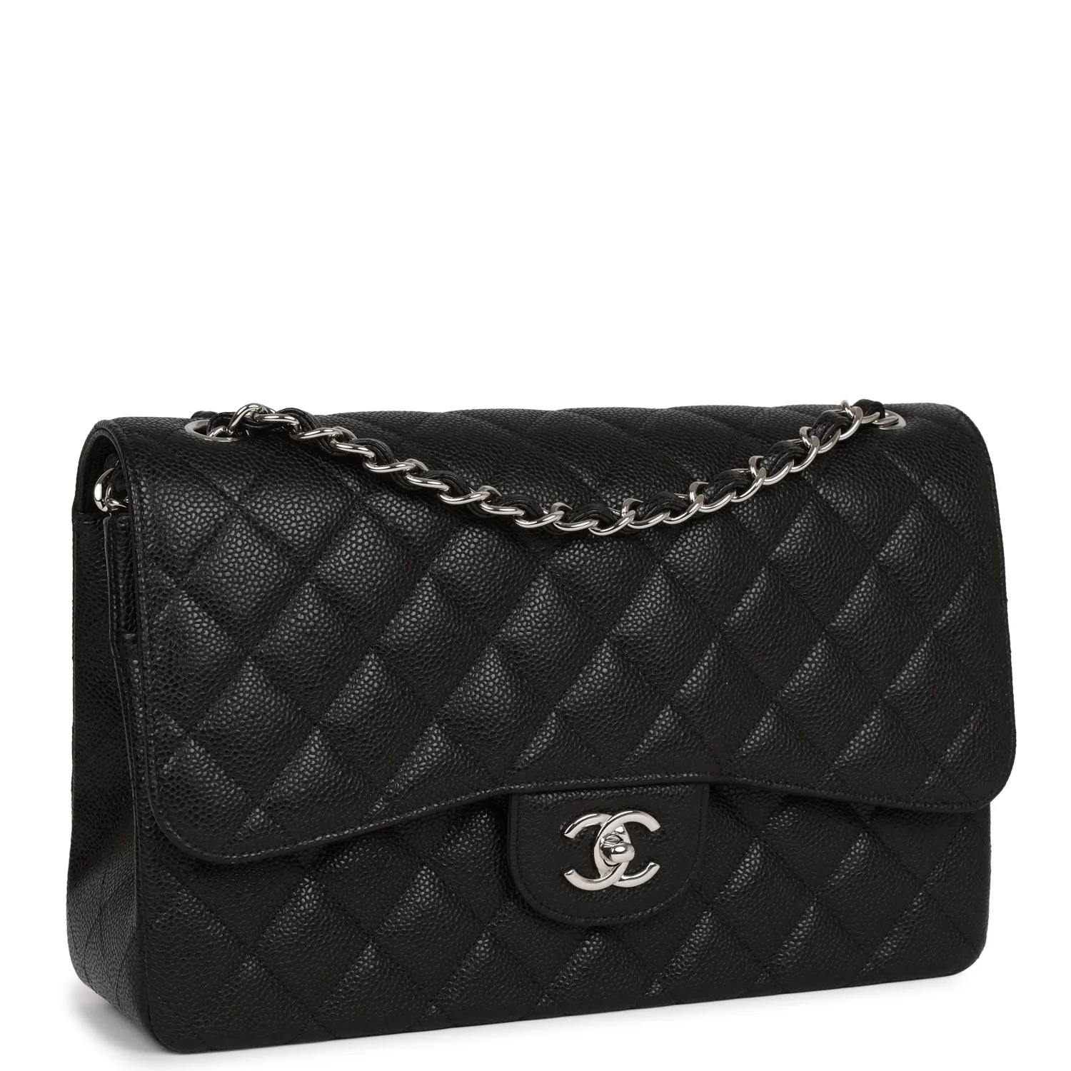Jumbo Classic Double Flap Bag Black Caviar Silver Hardware
