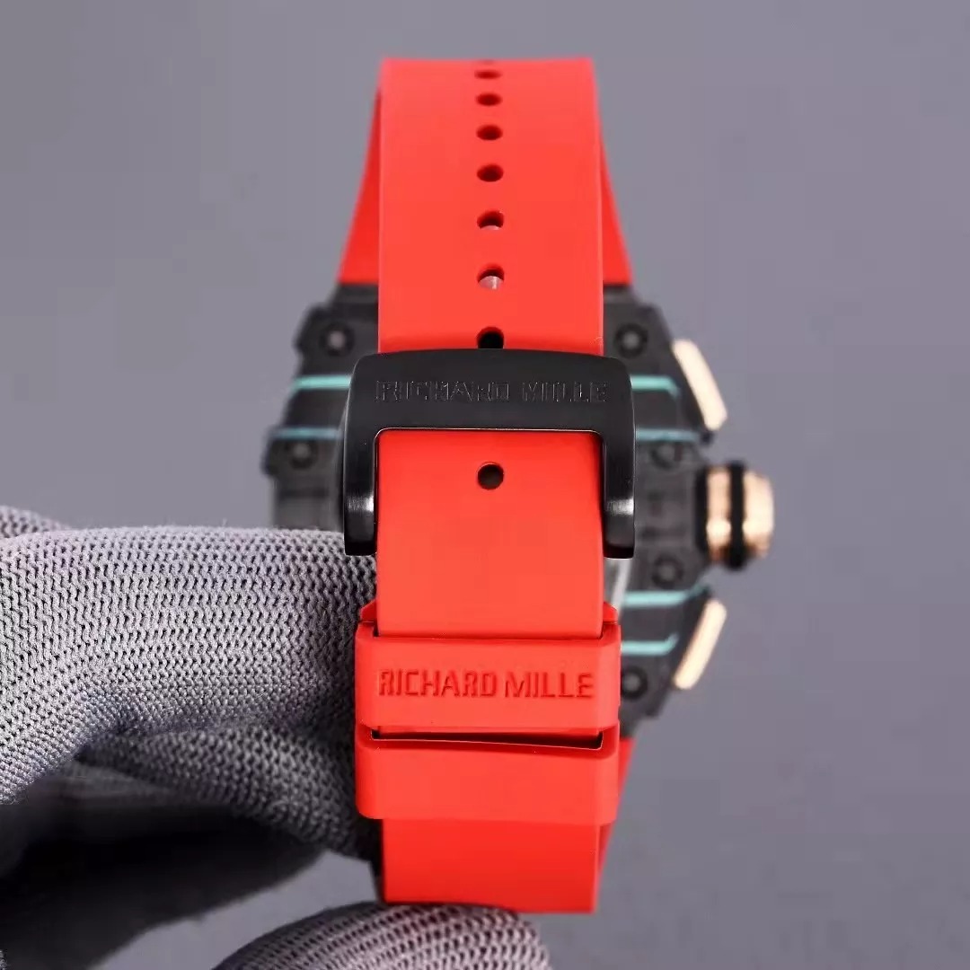 RM 11-03 Skeleton Dial Black&Blue Bezel Red/White/Black Rubber Strap KV 7750