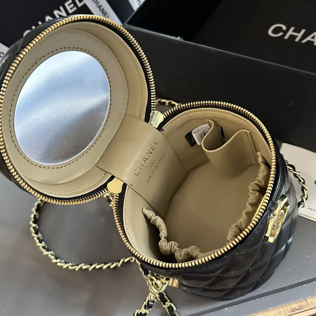 Vanity Case with Chain Quilted Lambskin Mini