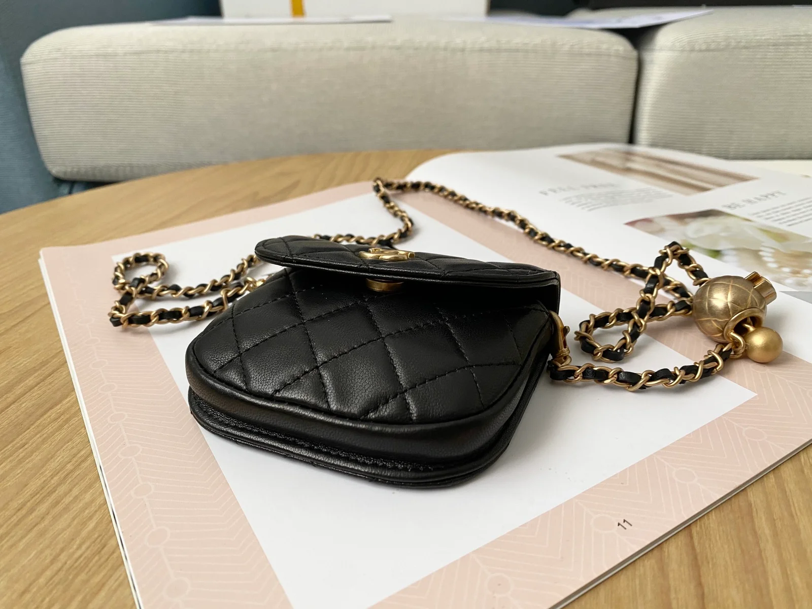 Chanel Mini 1889 Unblocked Metal Ball Black Bag For Women 9cm/3.5in