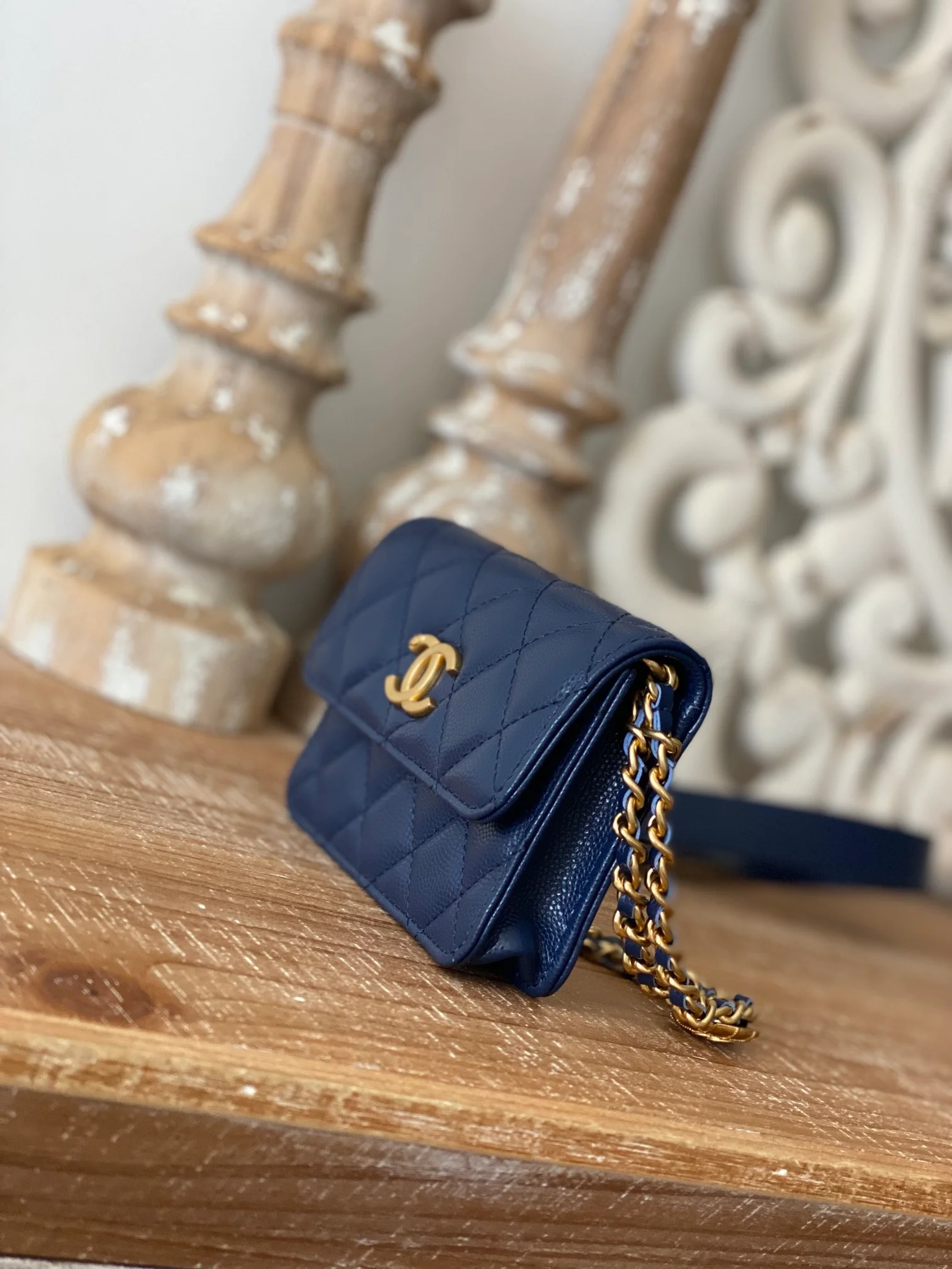 Chanel Clutch With Chain Blue For Women, Women’s Bags 4.8in/12.3cm