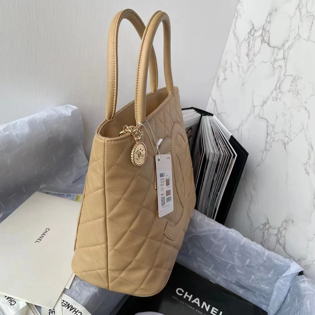 Chanel Medallion Tote Shoulder Beige Bag For Women 29cm/11.4in