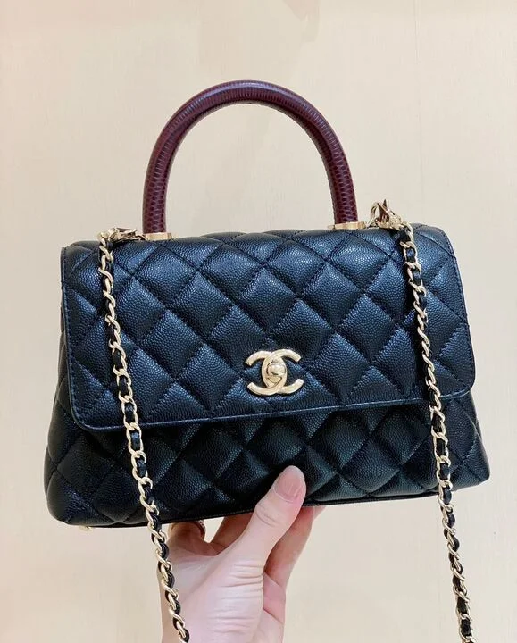 Chanel Medium Flap Bag With Top Handle Navy Blue For Women, Womens Handbags, Shoulder And Crossbody Bags 9in/23cm A92990