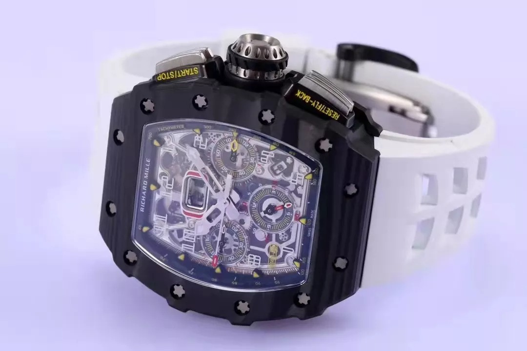 RM 11-03 Skeleton Dial Black Bezel White Rubber Strap KV 7750