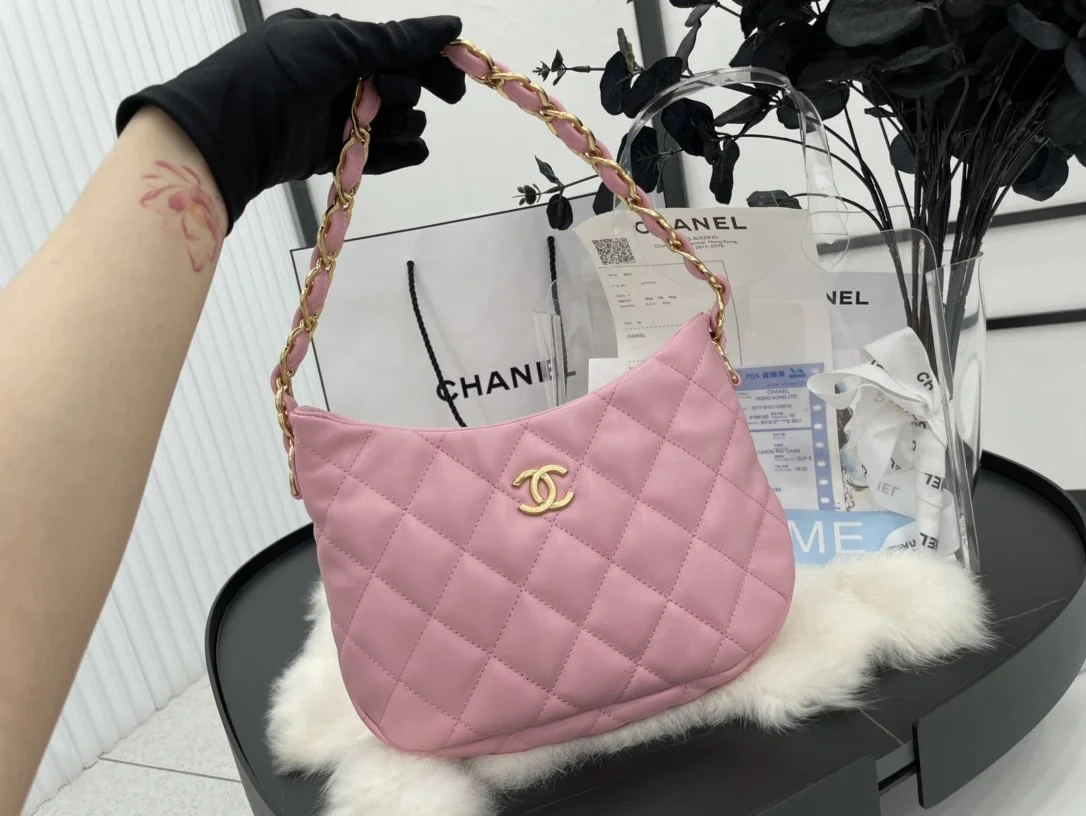 Chanel Hobo Handbag Pink For Women, Women’s Bags 9.4in/24cm