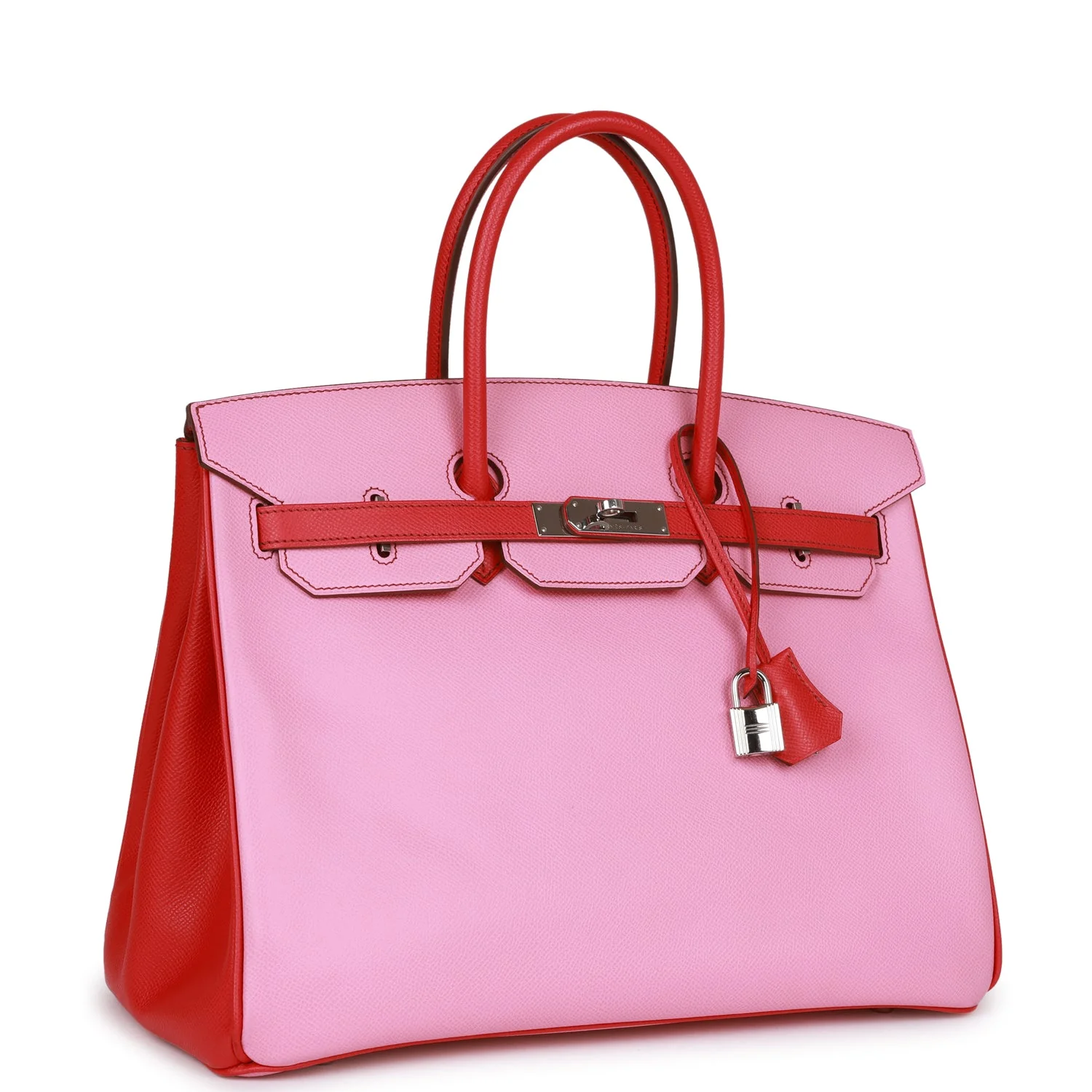 Pre-owned Hermes Special Order (HSS) Birkin 35 Bubblegum and Bougainvillea Epsom Palladium Hardware