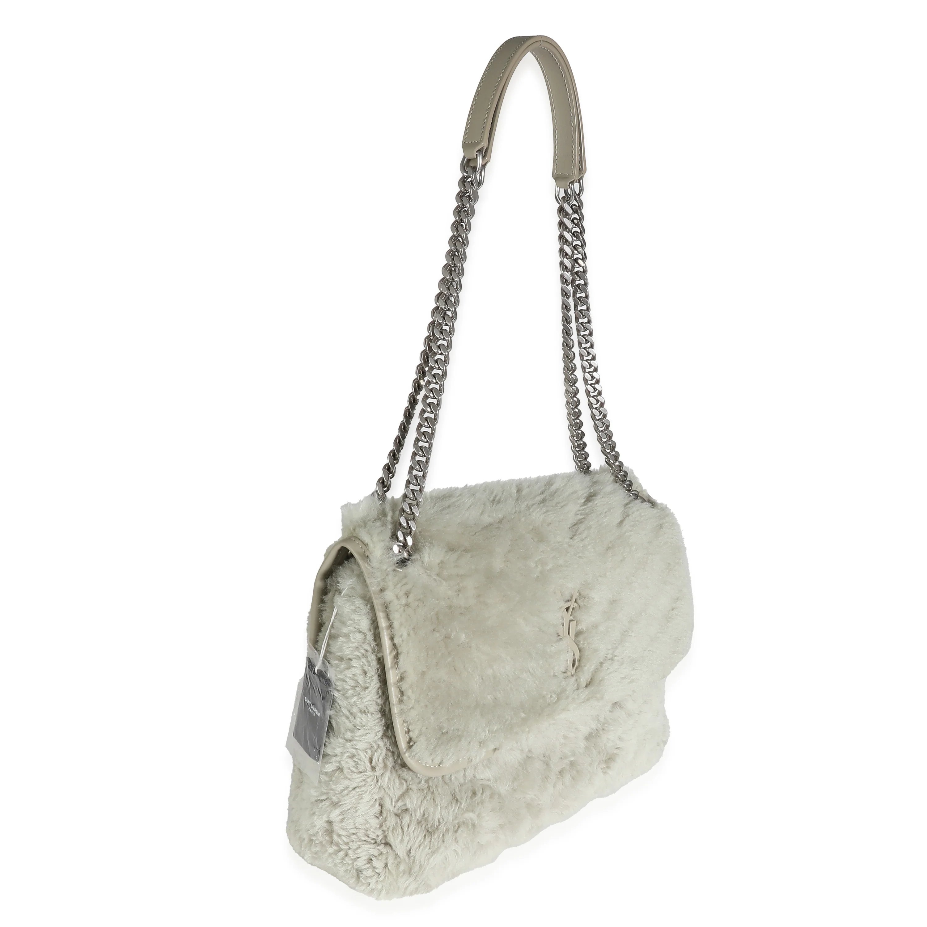 Saint Laurent Grey Calfskin Shearling Monogram Medium Niki Satchel