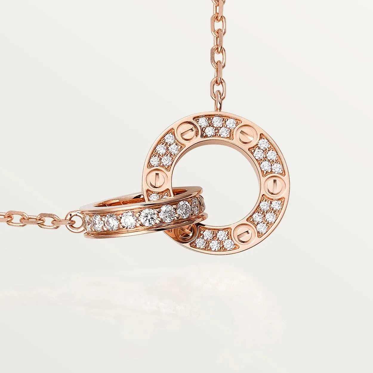 car Love Necklace Interlocking Circles Necklace With Diamond Paved