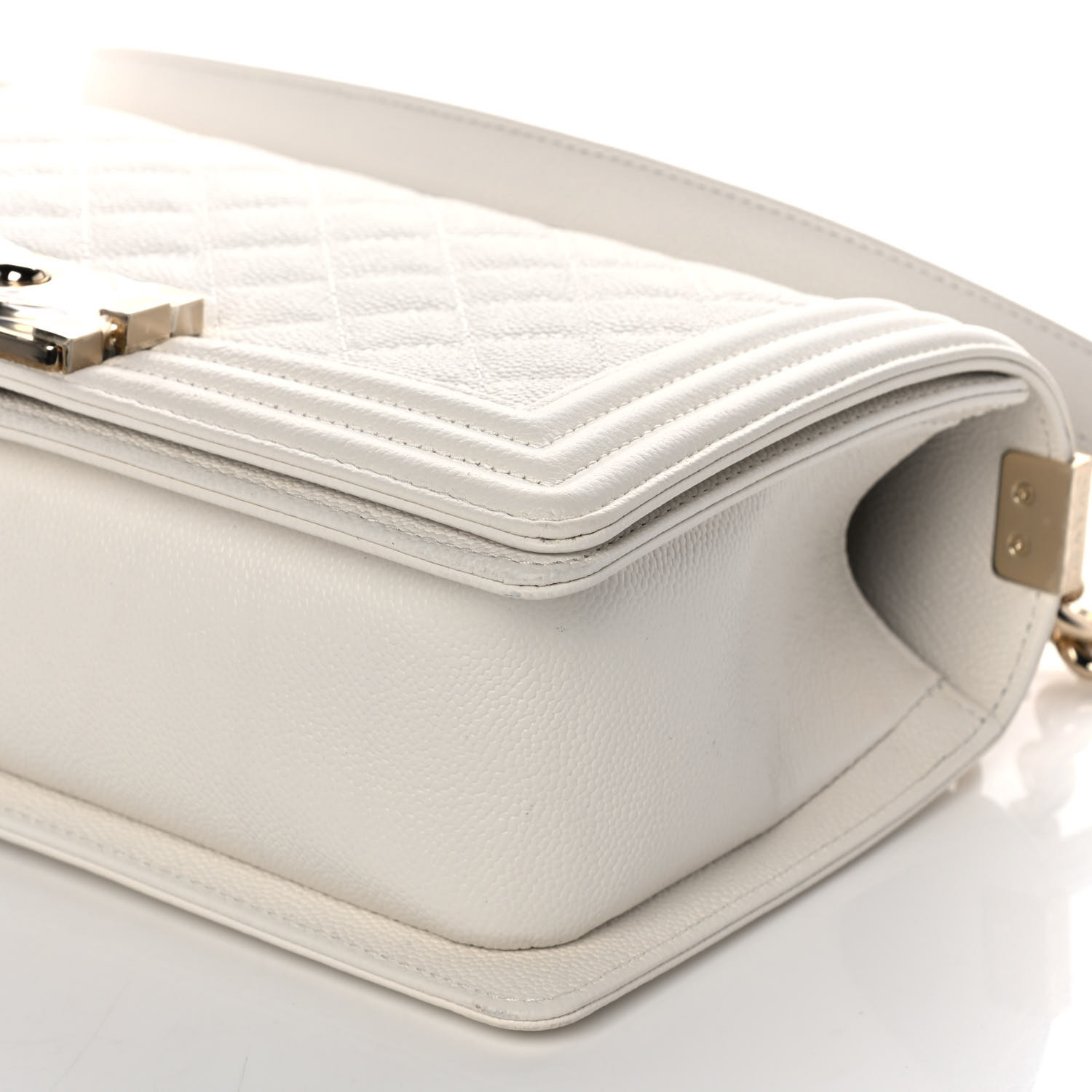White / Nude Quilted Caviar Medium