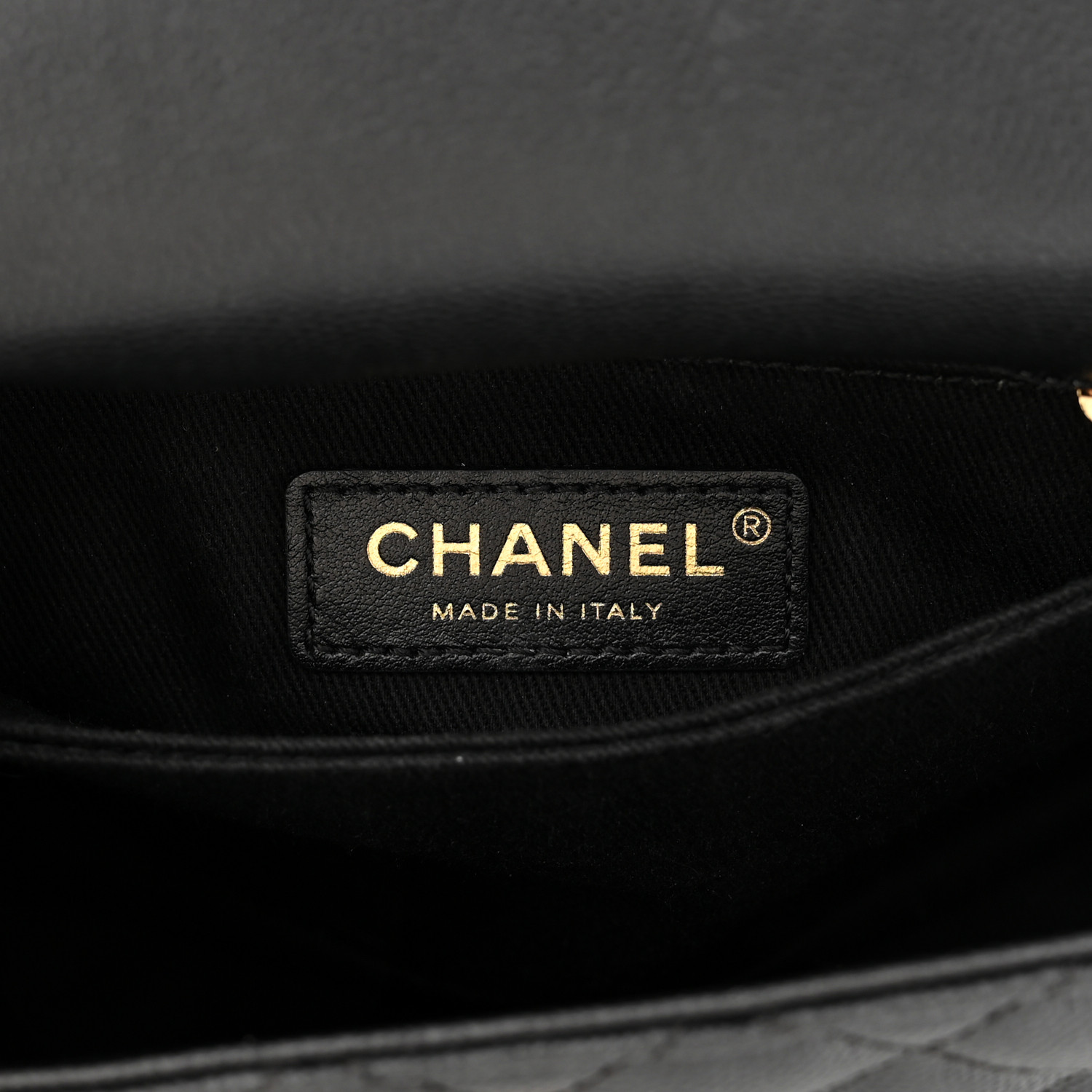 Caviar Lizard Embossed Quilted Mini Coco Handle Flap Black