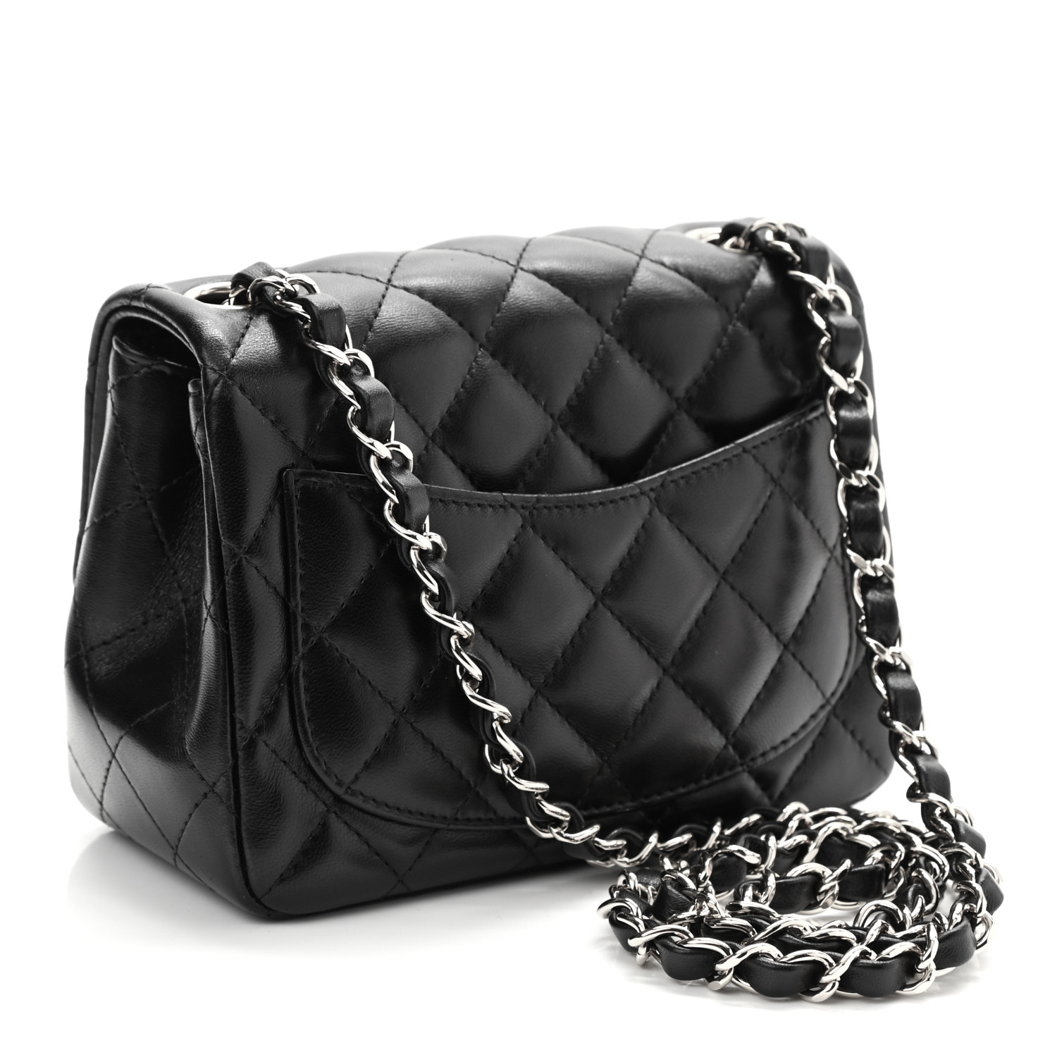 Lambskin Quilted Mini Square Flap Black