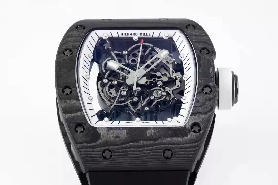 RM055 Skeleton White Dial Black Bezel Black Rubber Strap ZF RMUL2