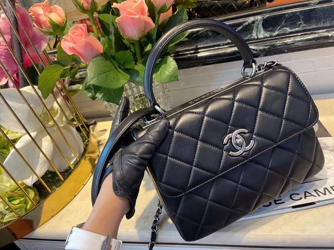 Chanel Classic Flap Bag Medal Hardware Black For Women 9.8in/25cm