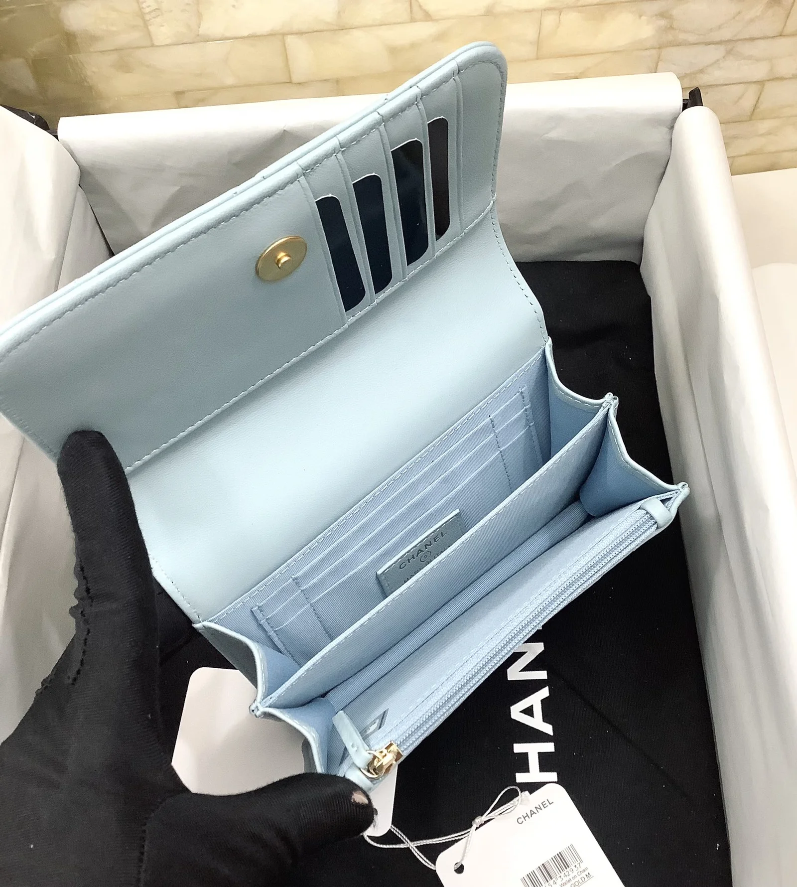 Chanel Spring And Summer 22C Turquoise For Women, Women’s Bags 6.1in/15.5cm