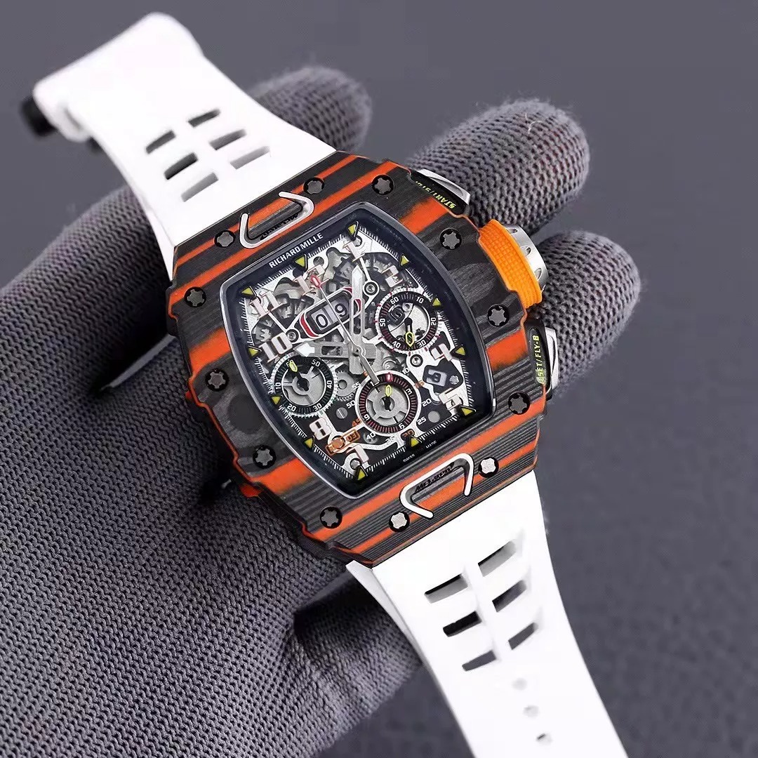 RM 11-03 Skeleton Dial Black&Orange Bezel White/Black/Orange Rubber Strap KV 7750