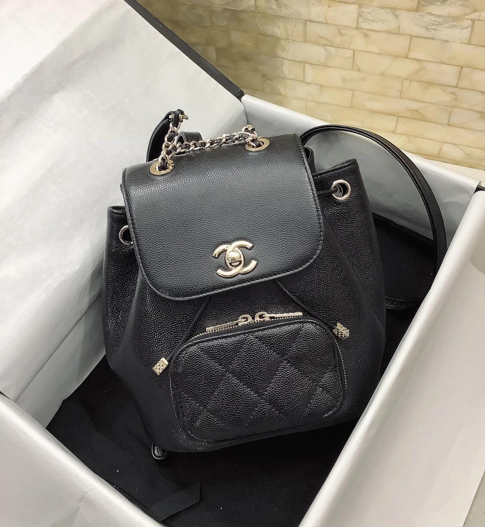 Chanel Small Affinity Backpack Black For Women, Women’s Bags 9.8in/25cm