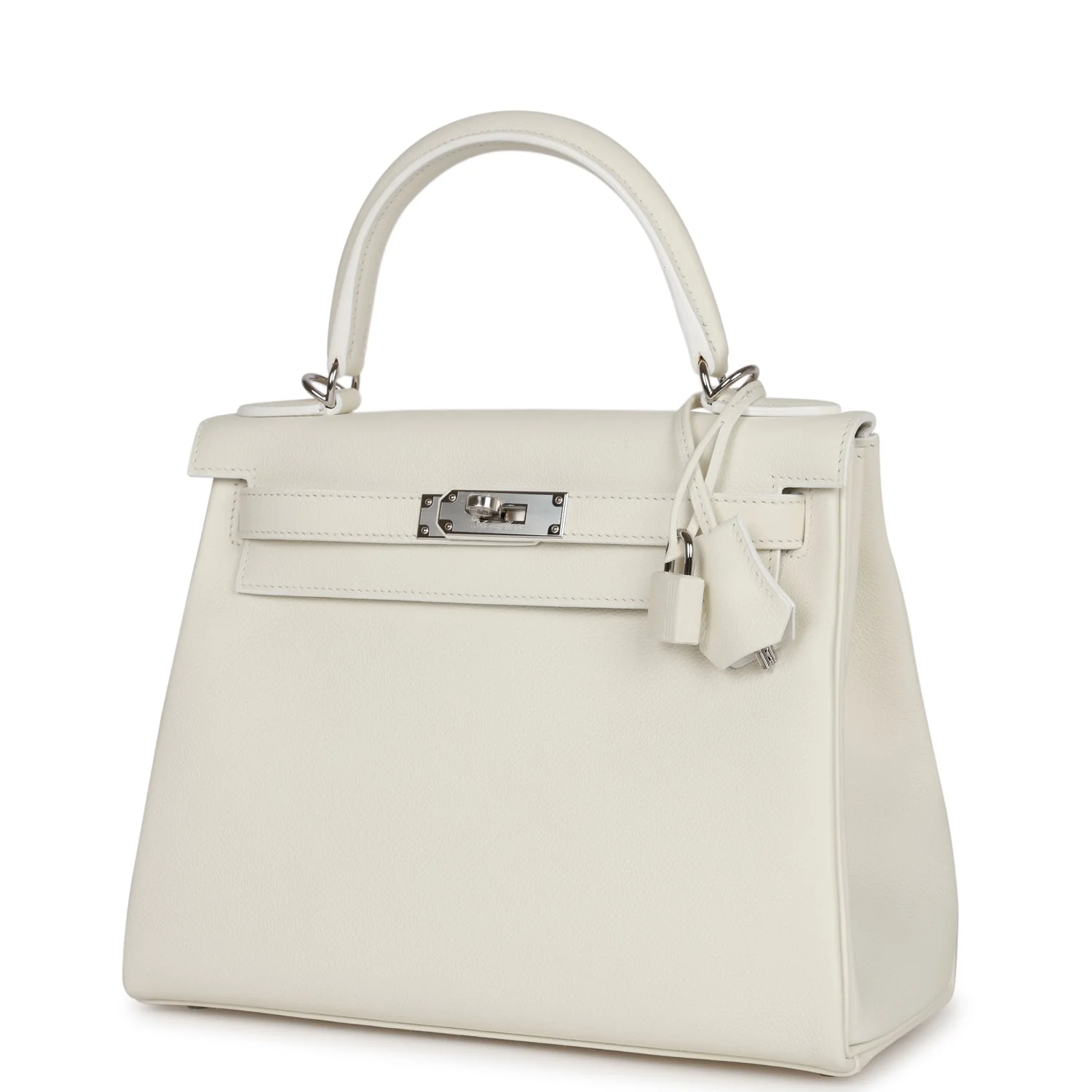 Hermes Kelly Retourne 28 White Evercolor Palladium Hardware