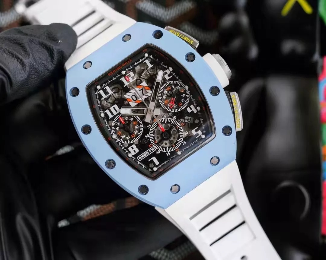 RM 11-03 Skeleton Dial Blue Bezel White Rubber Strap ZY 7750