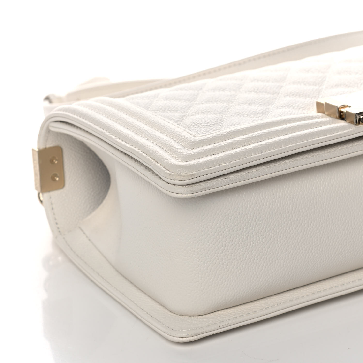 White / Nude Quilted Caviar Medium