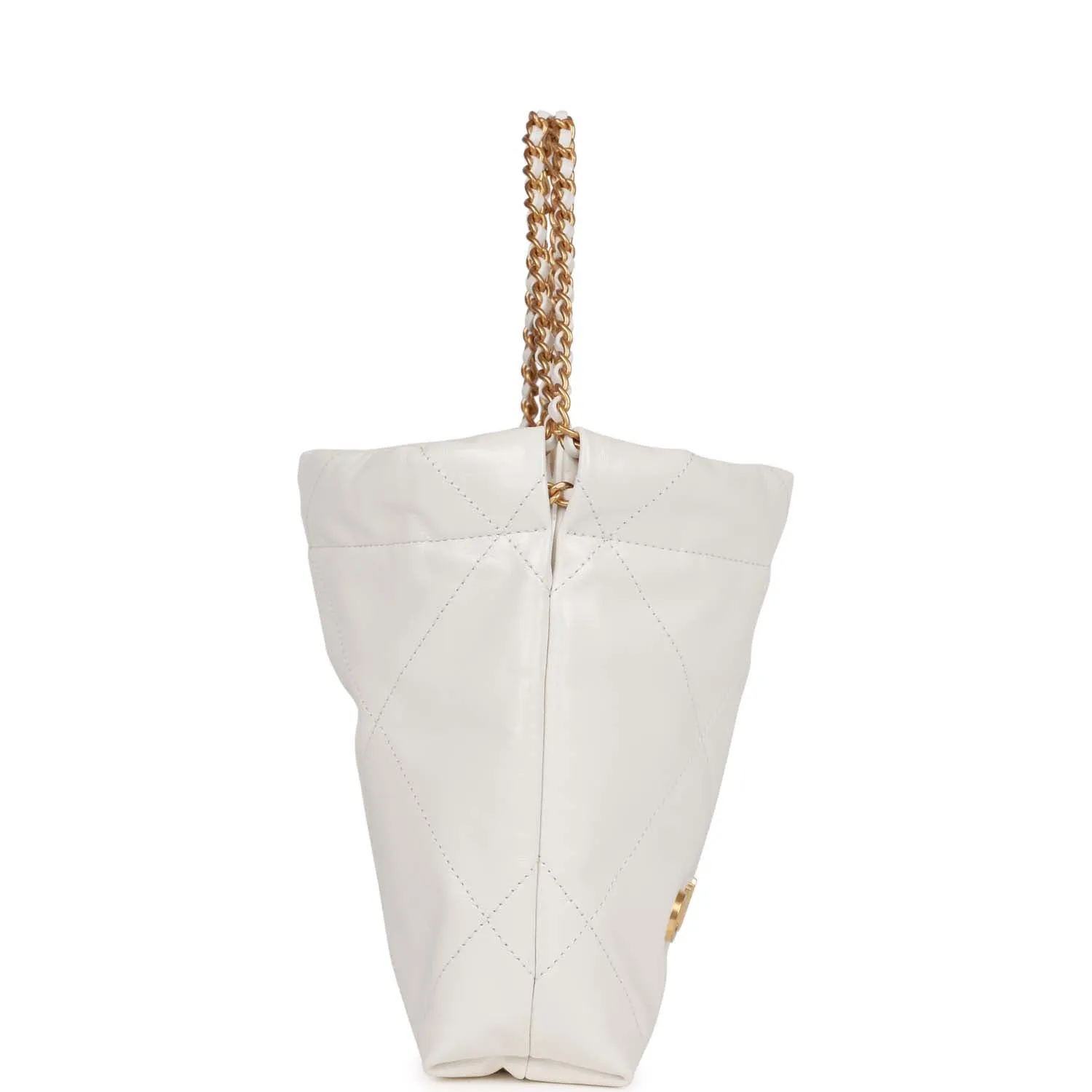 Mini 22 Bag White Calfskin Gold Hardware