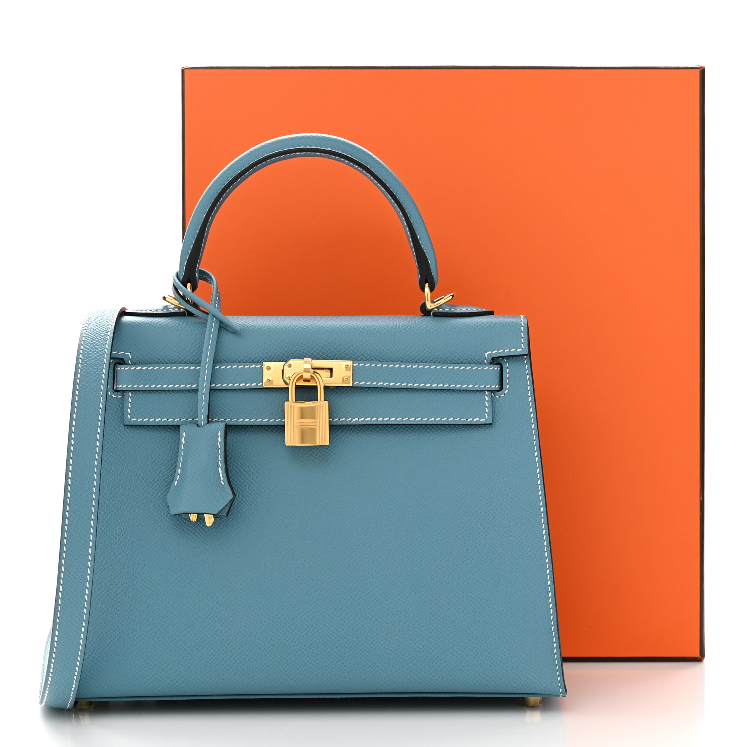 HERMES Epsom Kelly Sellier 25 New Blue Jean