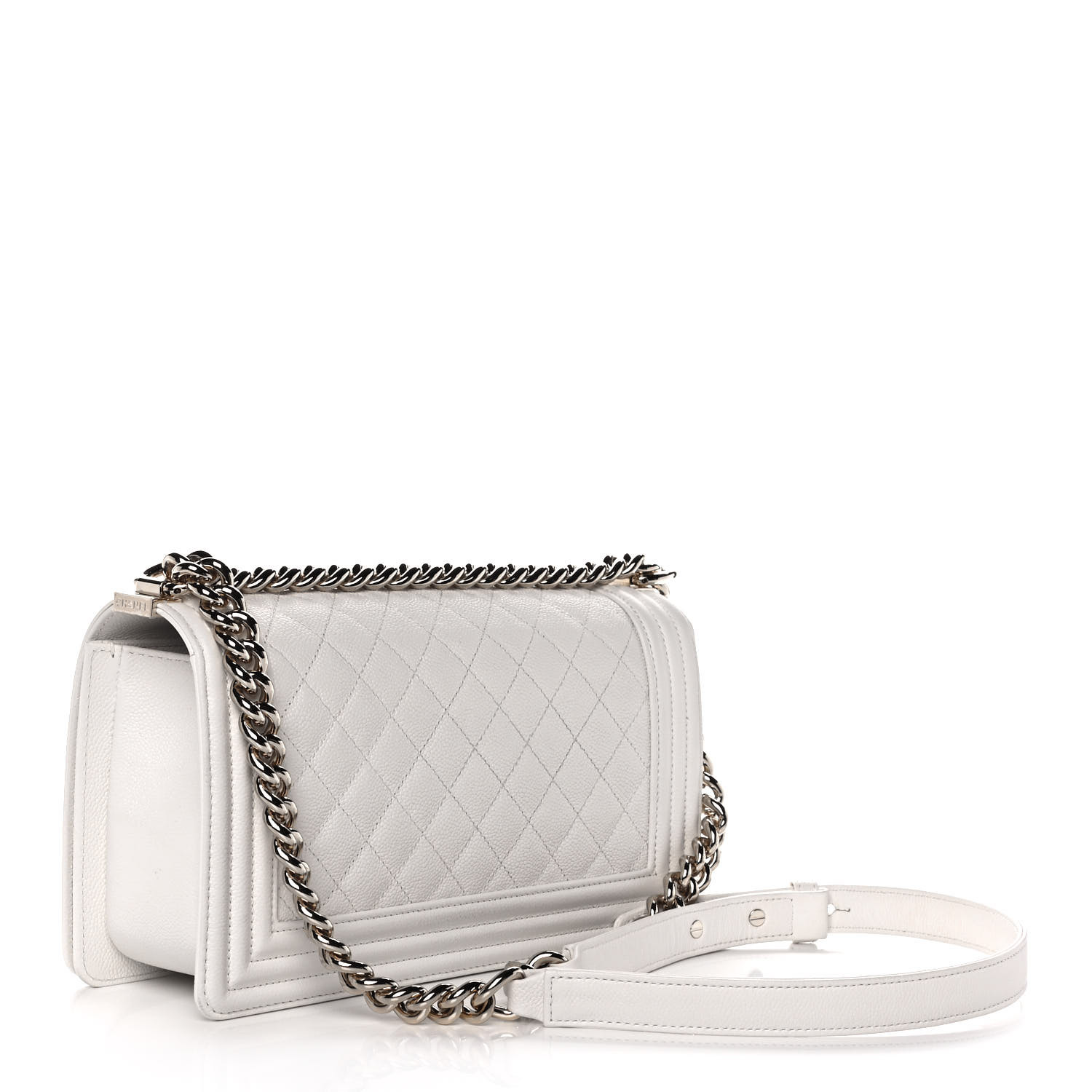 White / Nude Quilted Caviar Medium