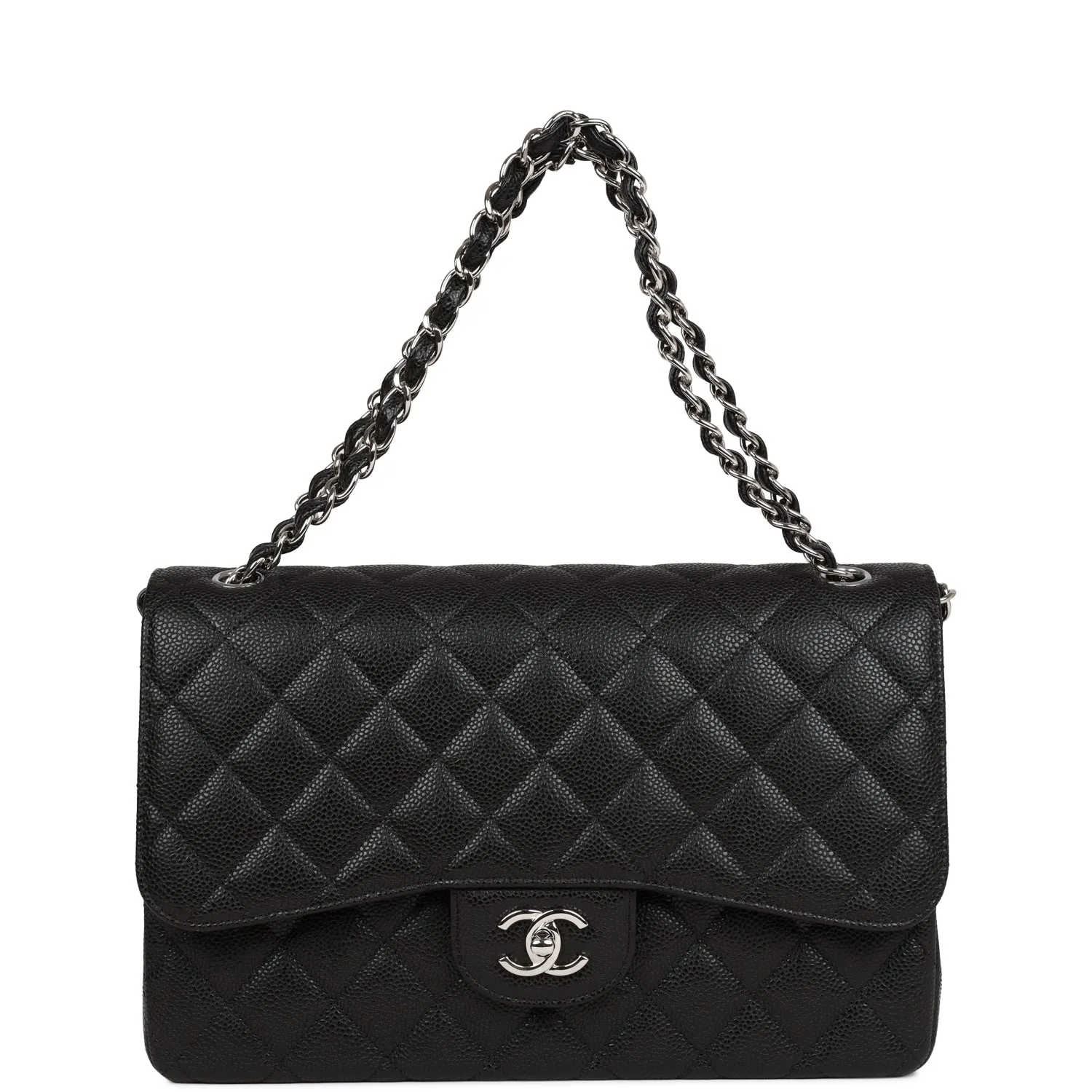 Jumbo Classic Double Flap Bag Black Caviar Silver Hardware
