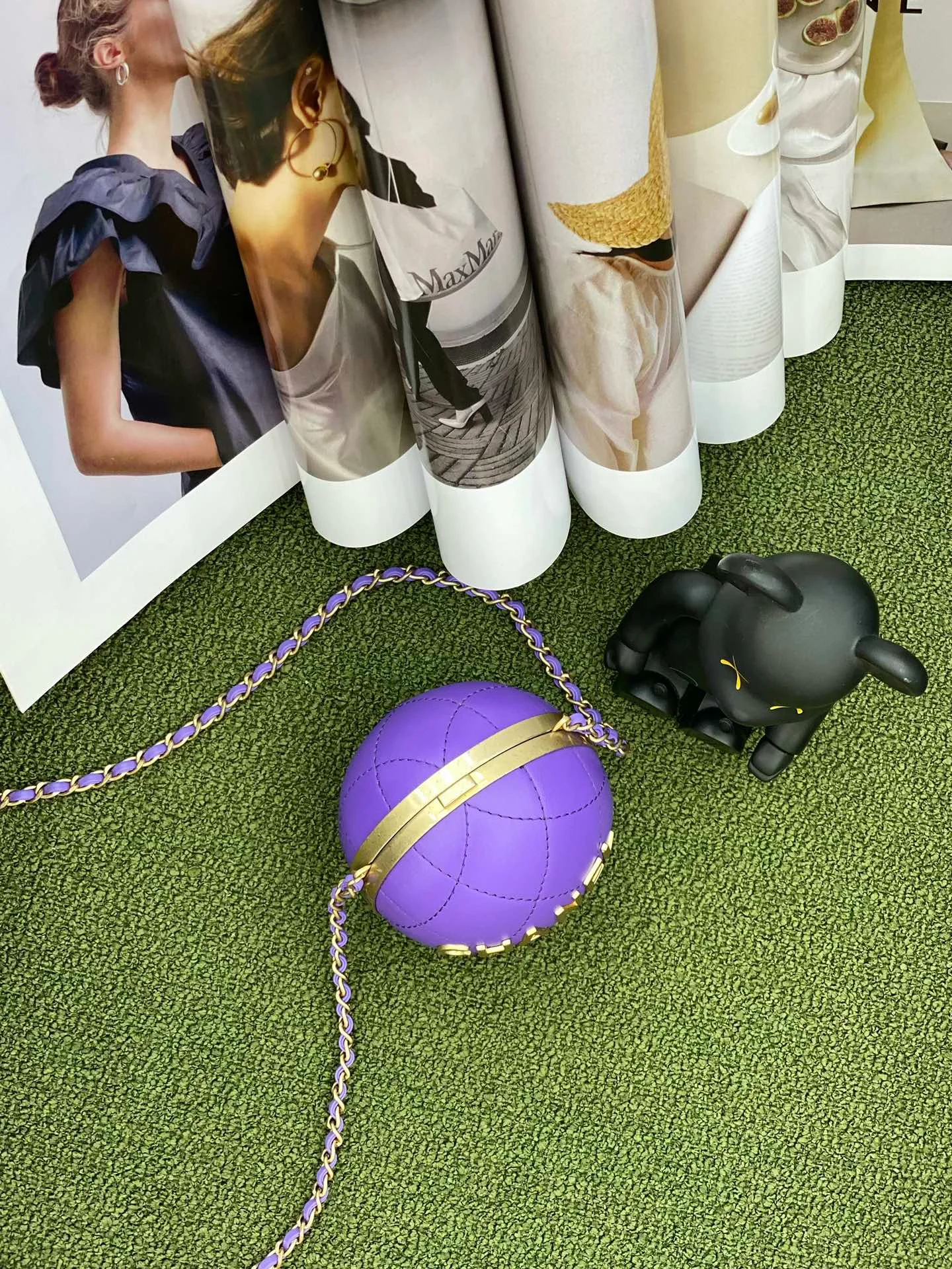 Chanel Ball Bag Purple and Gold Chain Bag For Women 8cm/3.15in