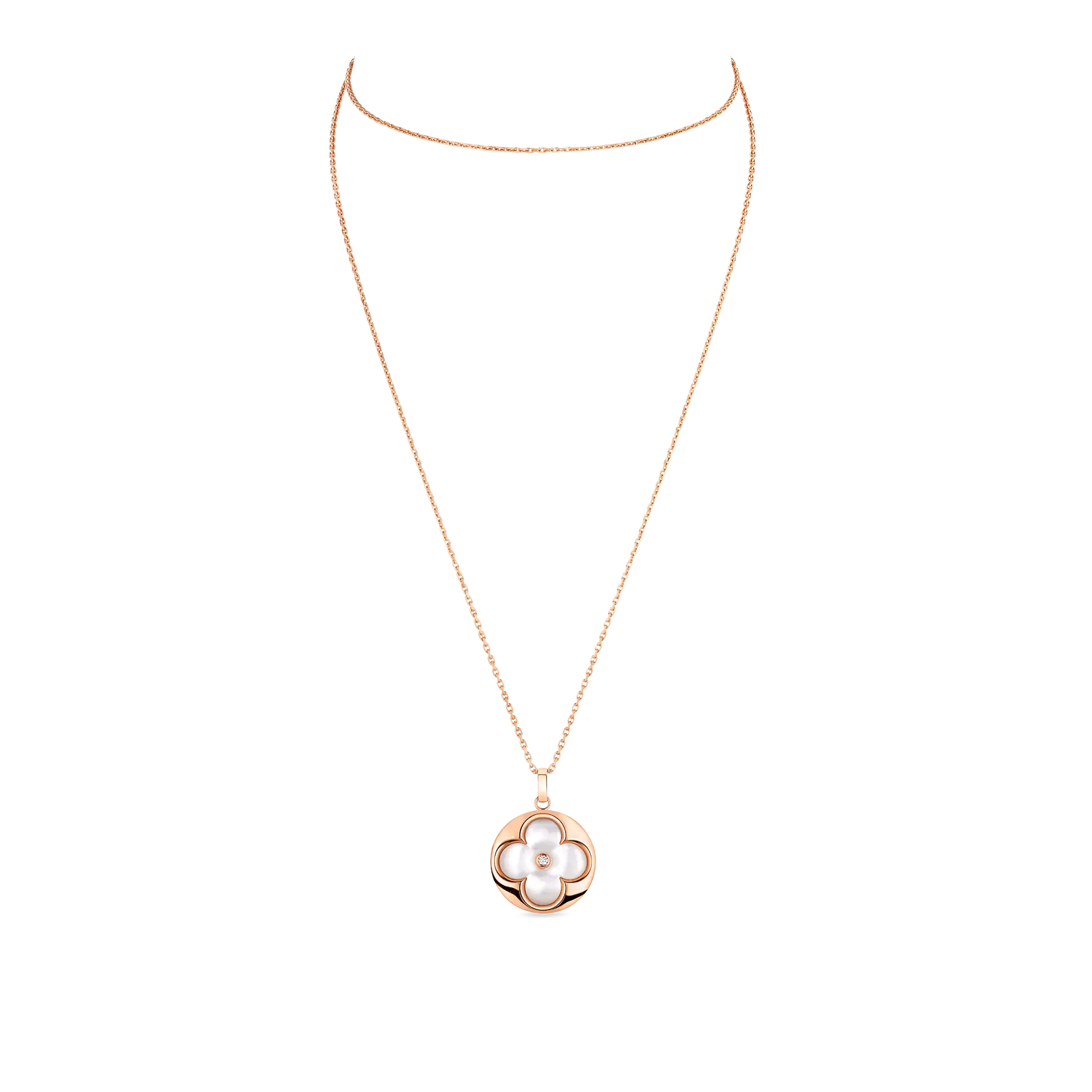 COLOR BLOSSOM XL pendant in rose gold, white mother-of-pearl and diamonds