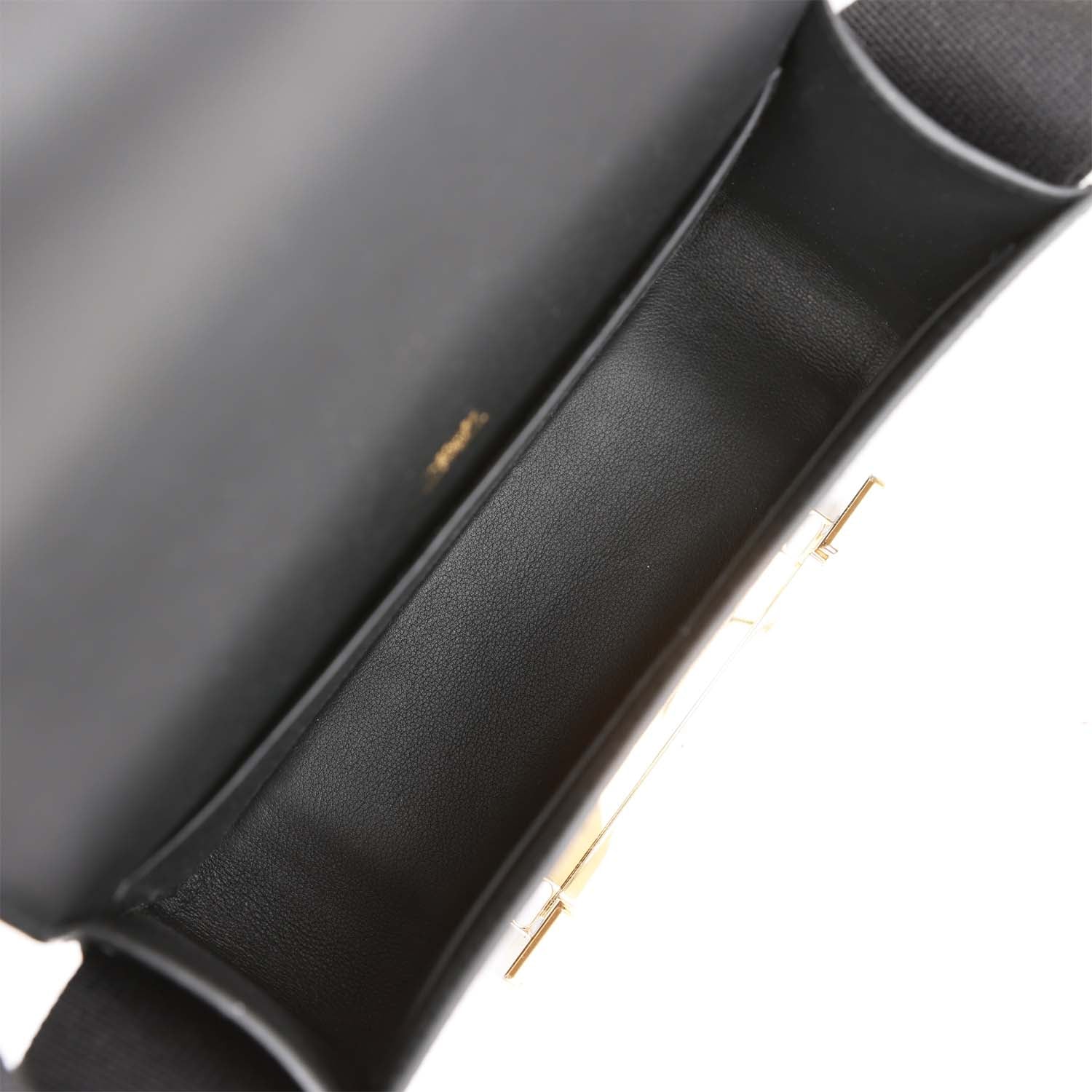 Hermes Geta Black Chevre Gold Hardware
