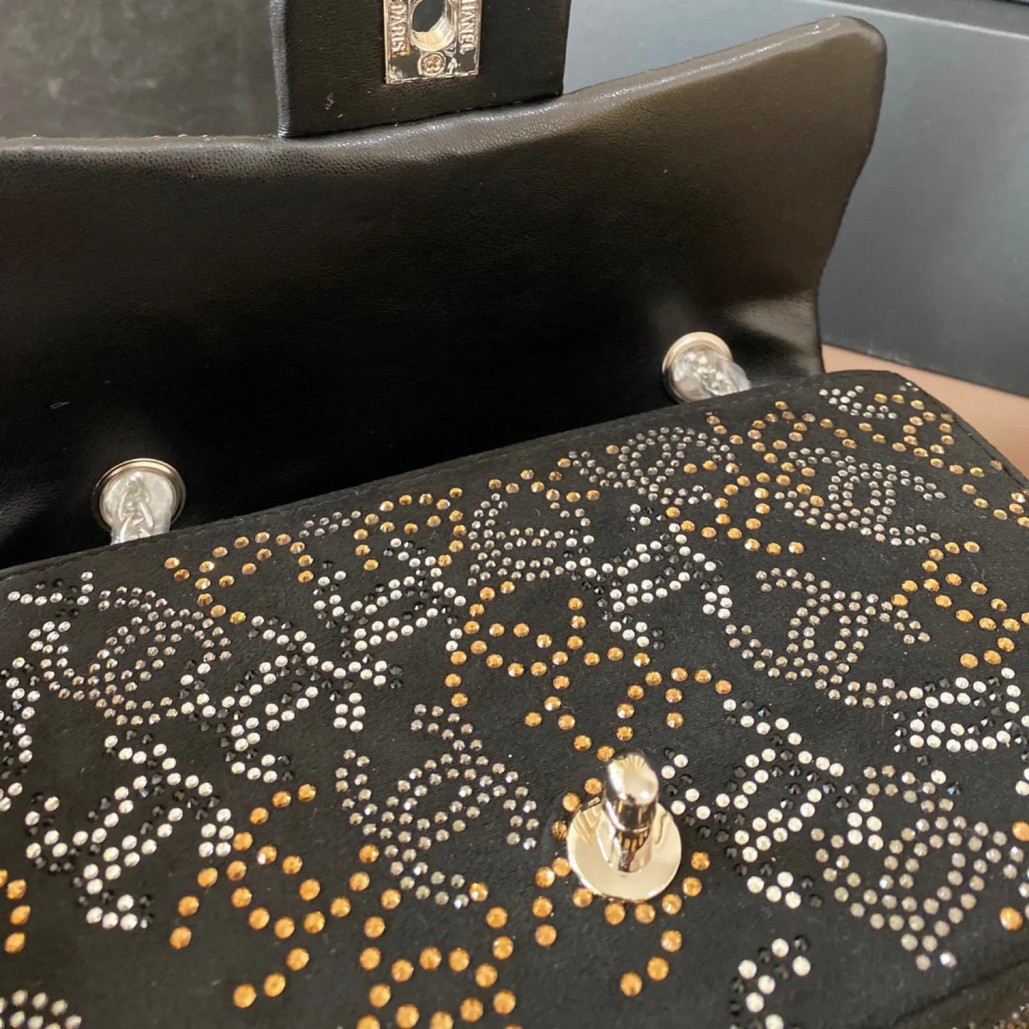 PARIS-SHANGHAI STUDDED CC FLAP BAG