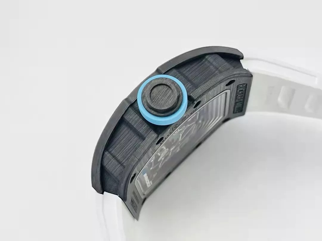 RM055 Skeleton Blue Dial Black Bezel White Rubber Strap ZF RMUL2