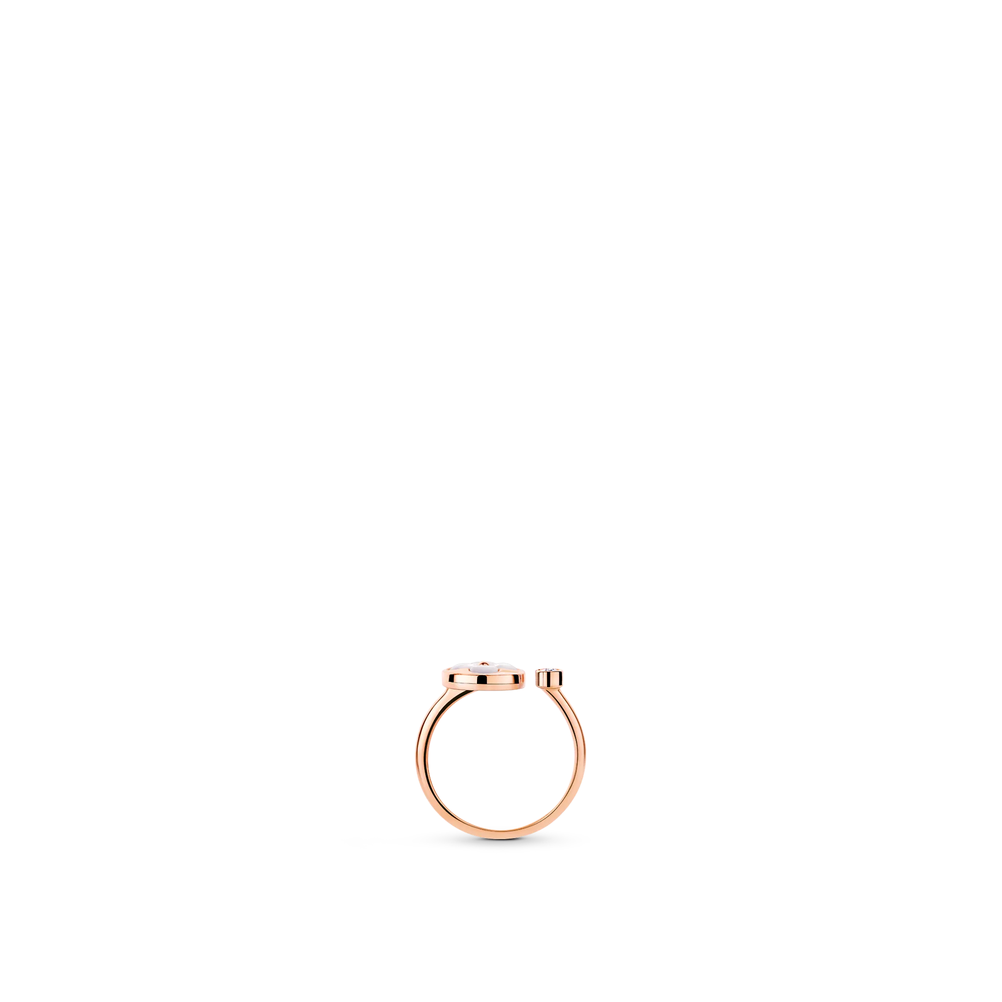 Color Blossom Mini Rose Gold, White Mother-of-Pearl and Diamond Sun Motif Ring
