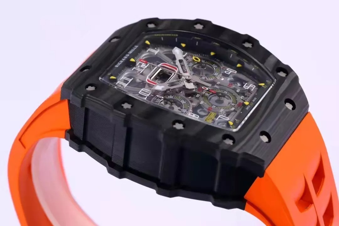 RM 11-03 Skeleton Dial Black Bezel Orange Rubber Strap KV 7750