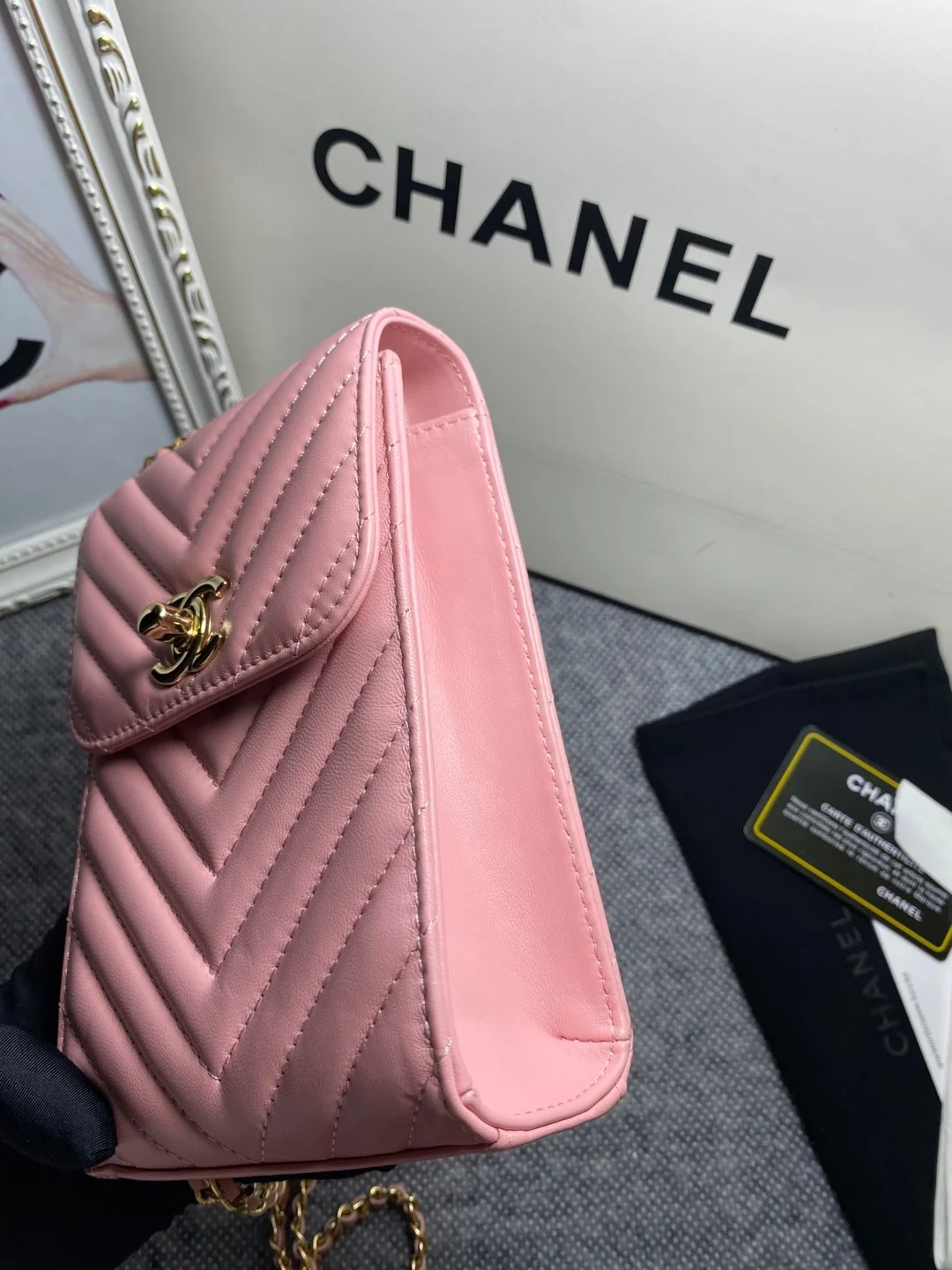 Chanel Chevron Trendy Cc Phone Pink Bag For Women 18cm/7in