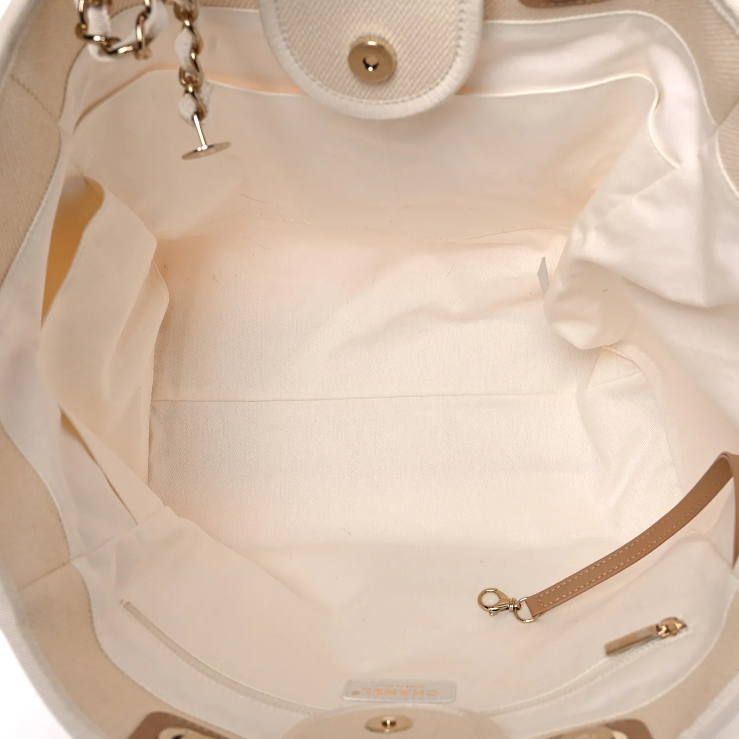 Canvas Pearl Large Deauville Tote Ecru Beige