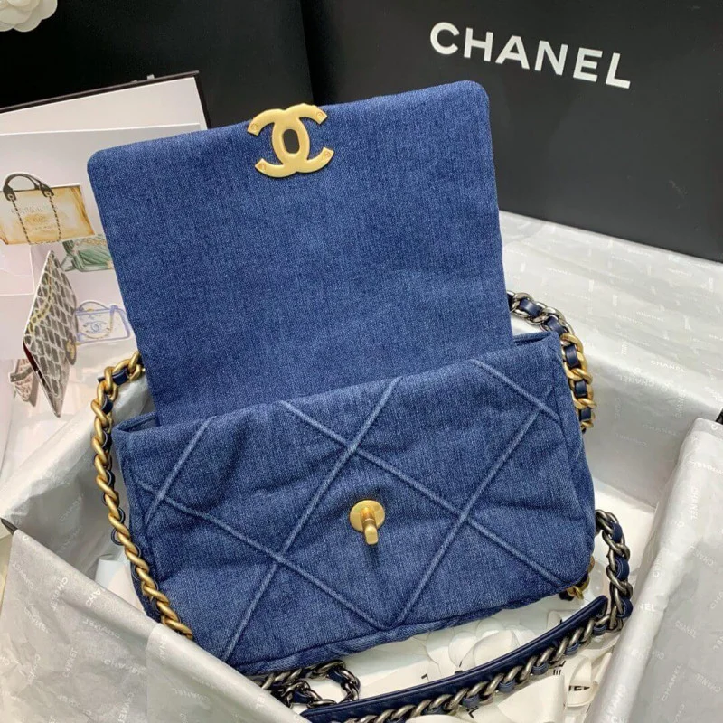 Chanel 19 Small Flap Bag As1160 Denim