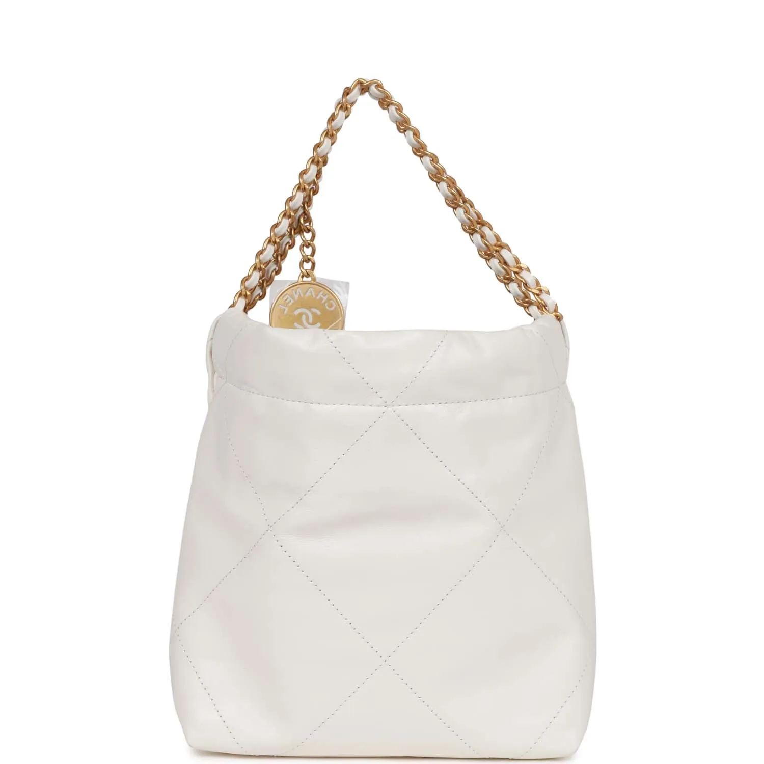 Mini 22 Bag White Calfskin Gold Hardware