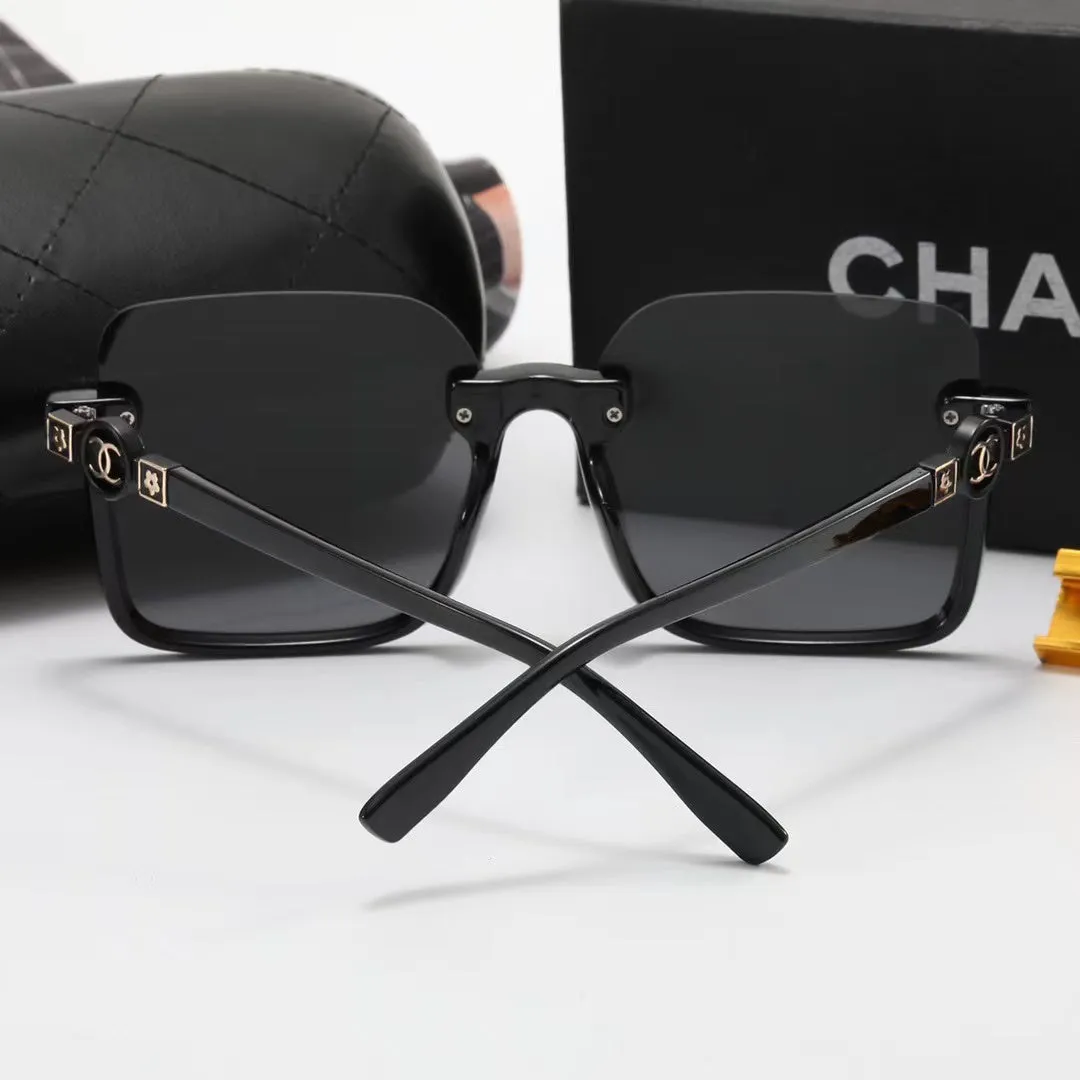 5-color fashion double C half-frame floral pattern temple polarized sunglasses