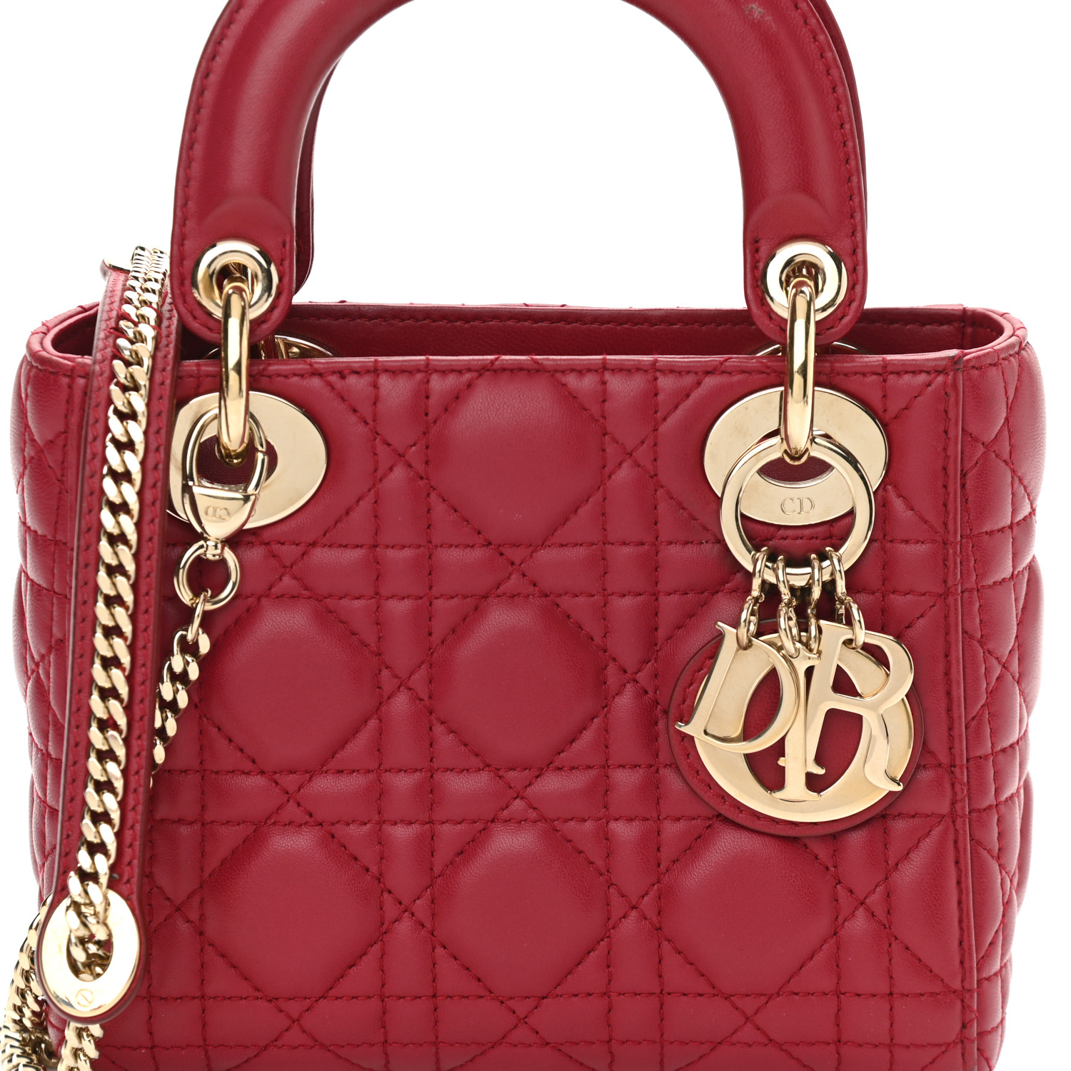 Lambskin Cannage Mini Lady Dior Burgundy