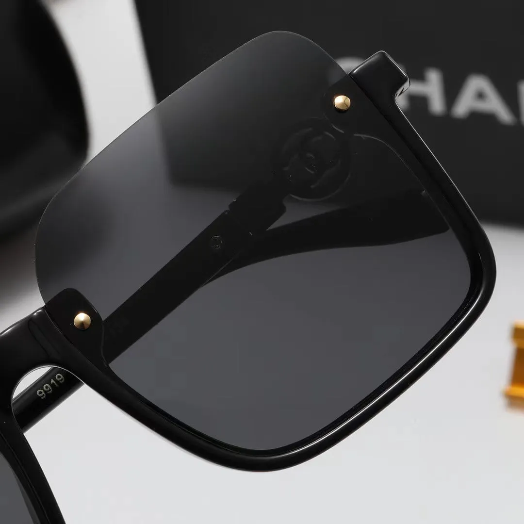 5-color fashion double C half-frame floral pattern temple polarized sunglasses