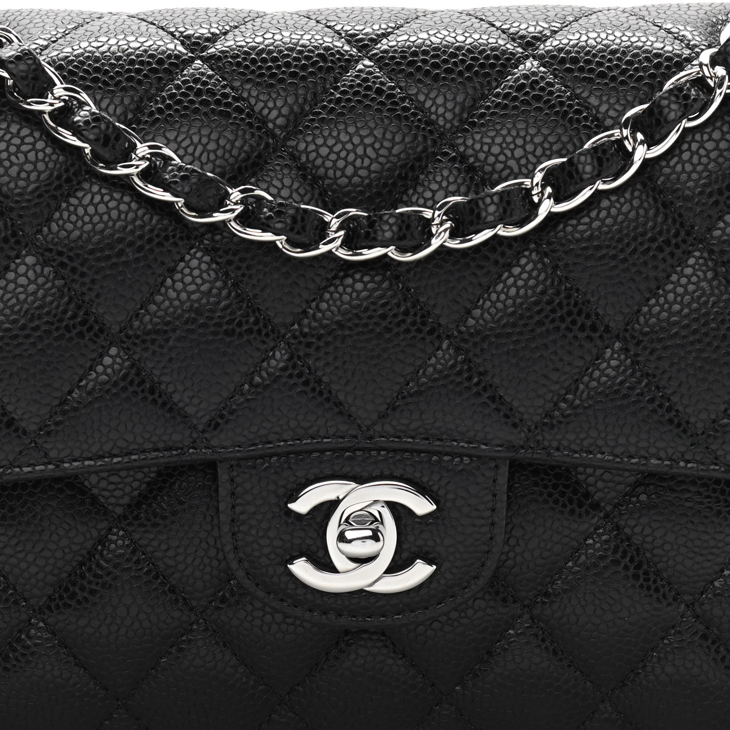 Caviar Quilted Small Double Flap Black