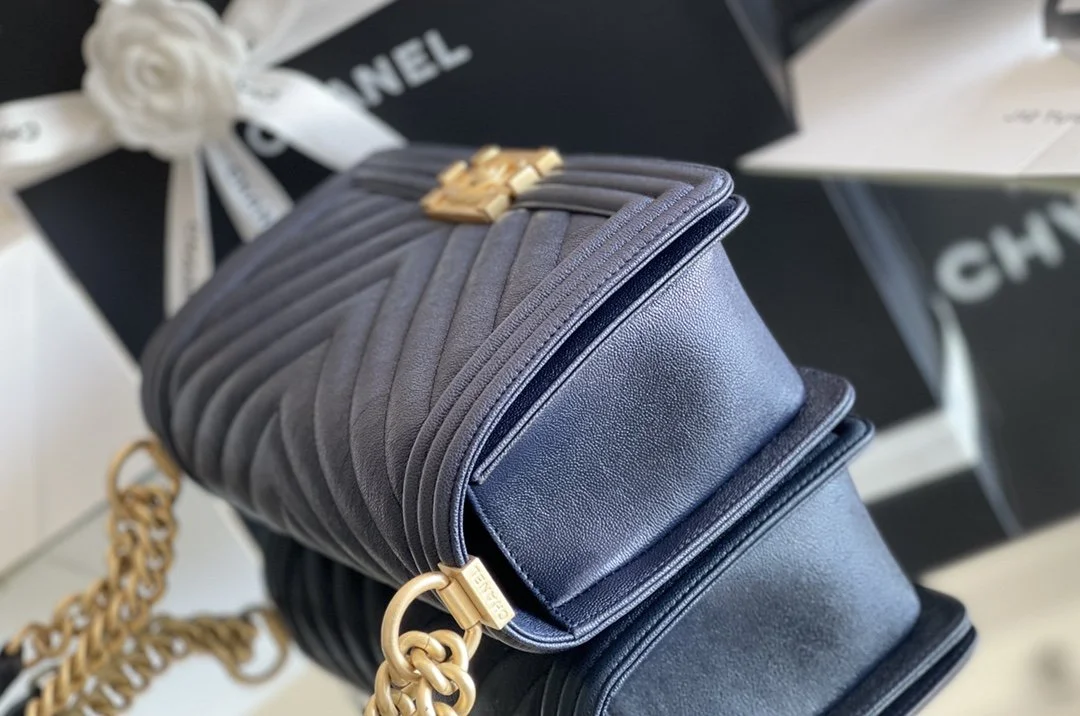 Chanel Medium Boy Handbag Dark Blue For Women 9.8in/25cm A67086