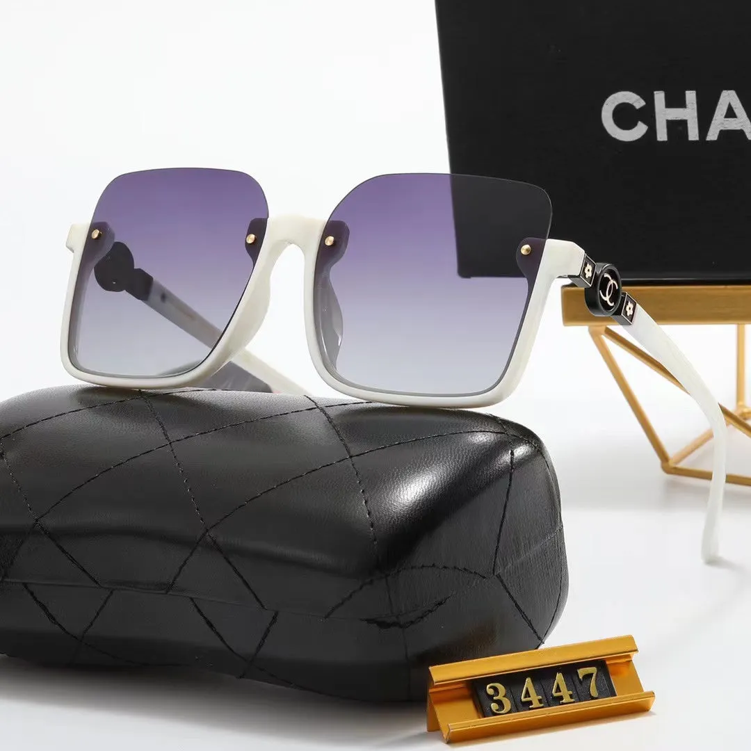 5-color fashion double C half-frame floral pattern temple polarized sunglasses