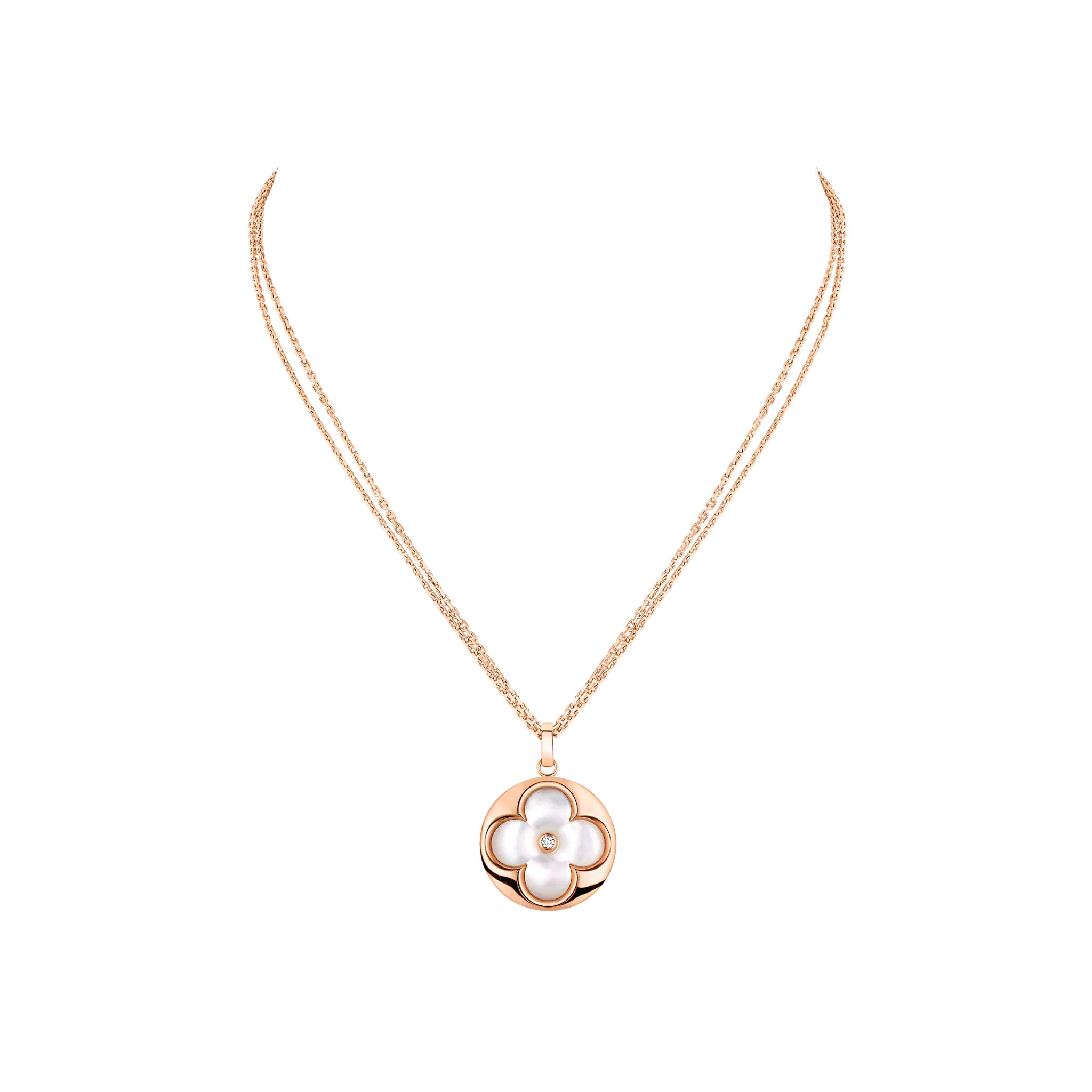COLOR BLOSSOM XL pendant in rose gold, white mother-of-pearl and diamonds