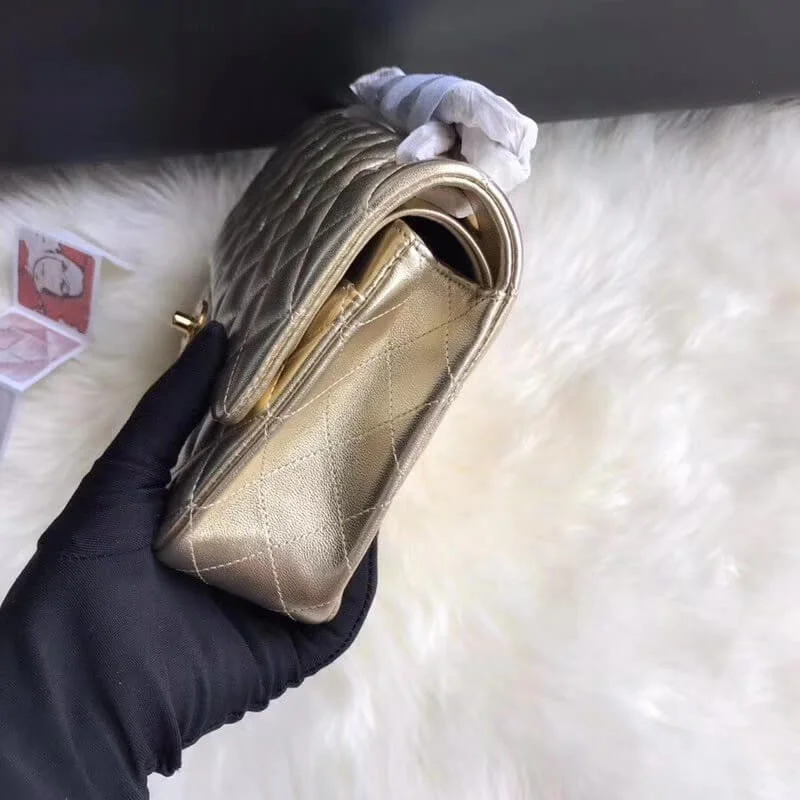 Chanel 1112 Gold Medium Size 2.55 Lambskin Leather Flap Bag