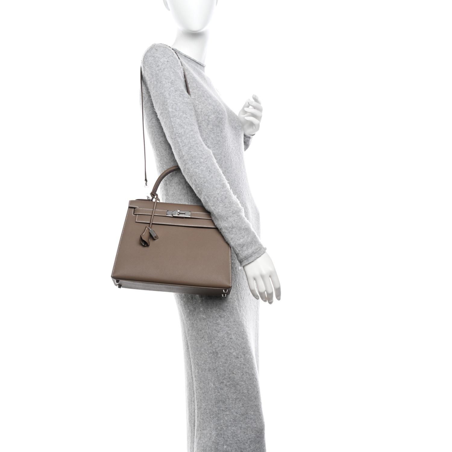 Epsom Kelly Sellier 28 Etoupe (Silver Lock)