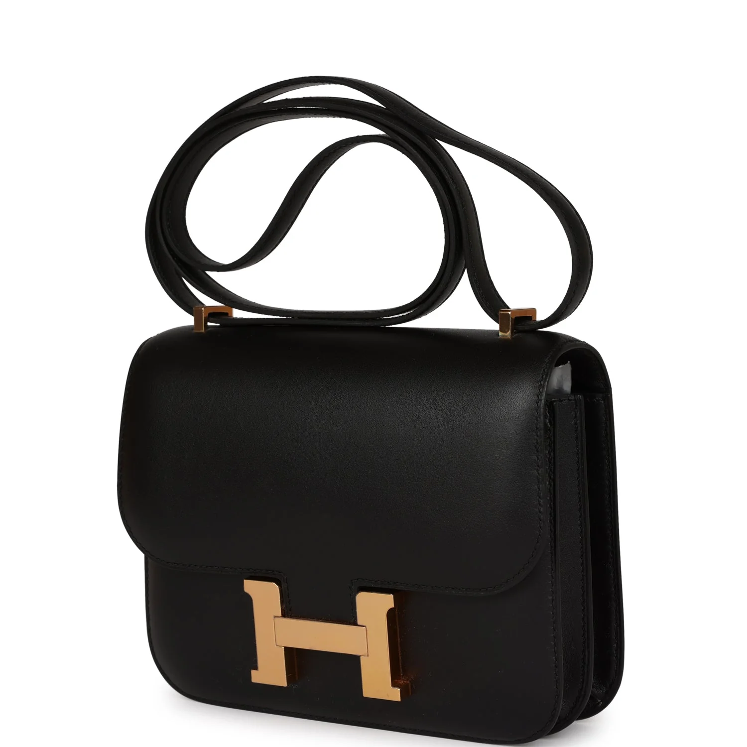 Hermes Constance 18 Black Veau Monsieur Rose Gold Hardware
