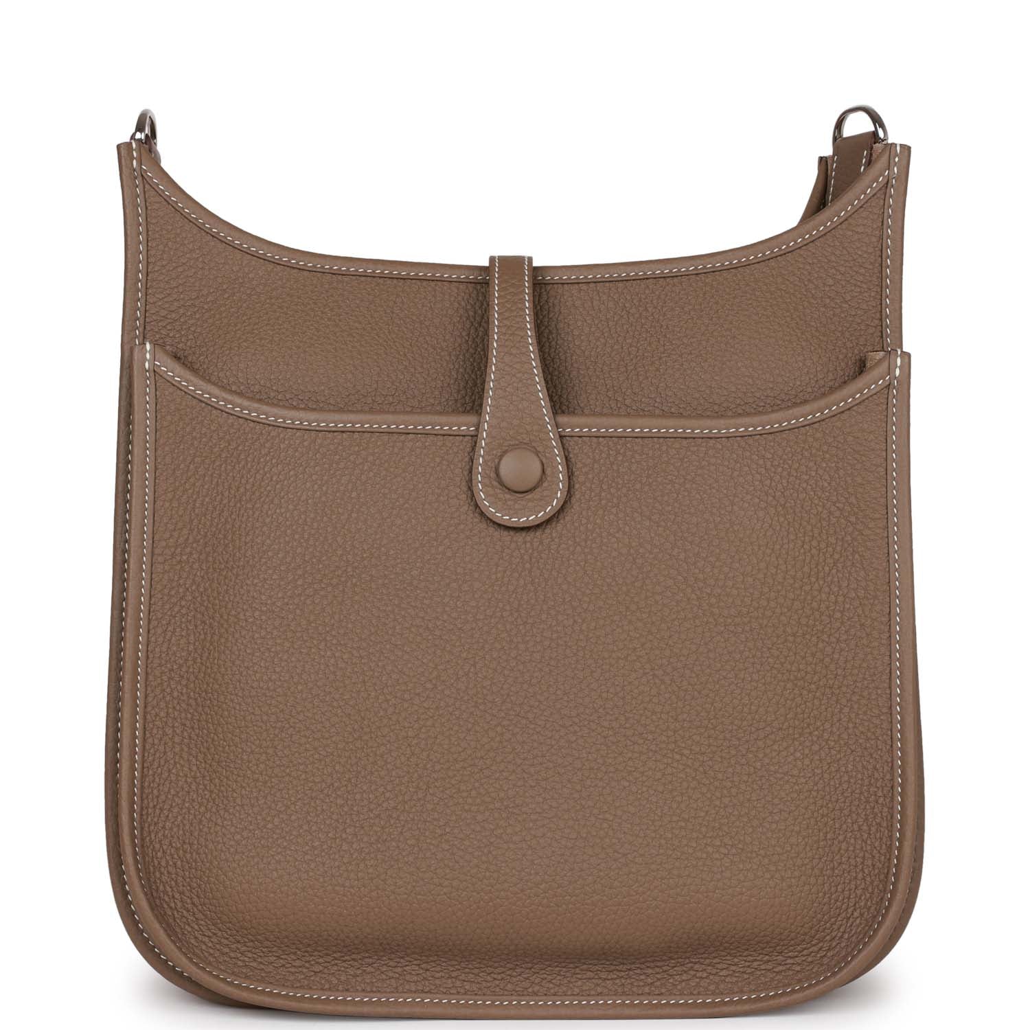 Pre-owned Hermes Evelyne III PM Etoupe Clemence Palladium Hardware